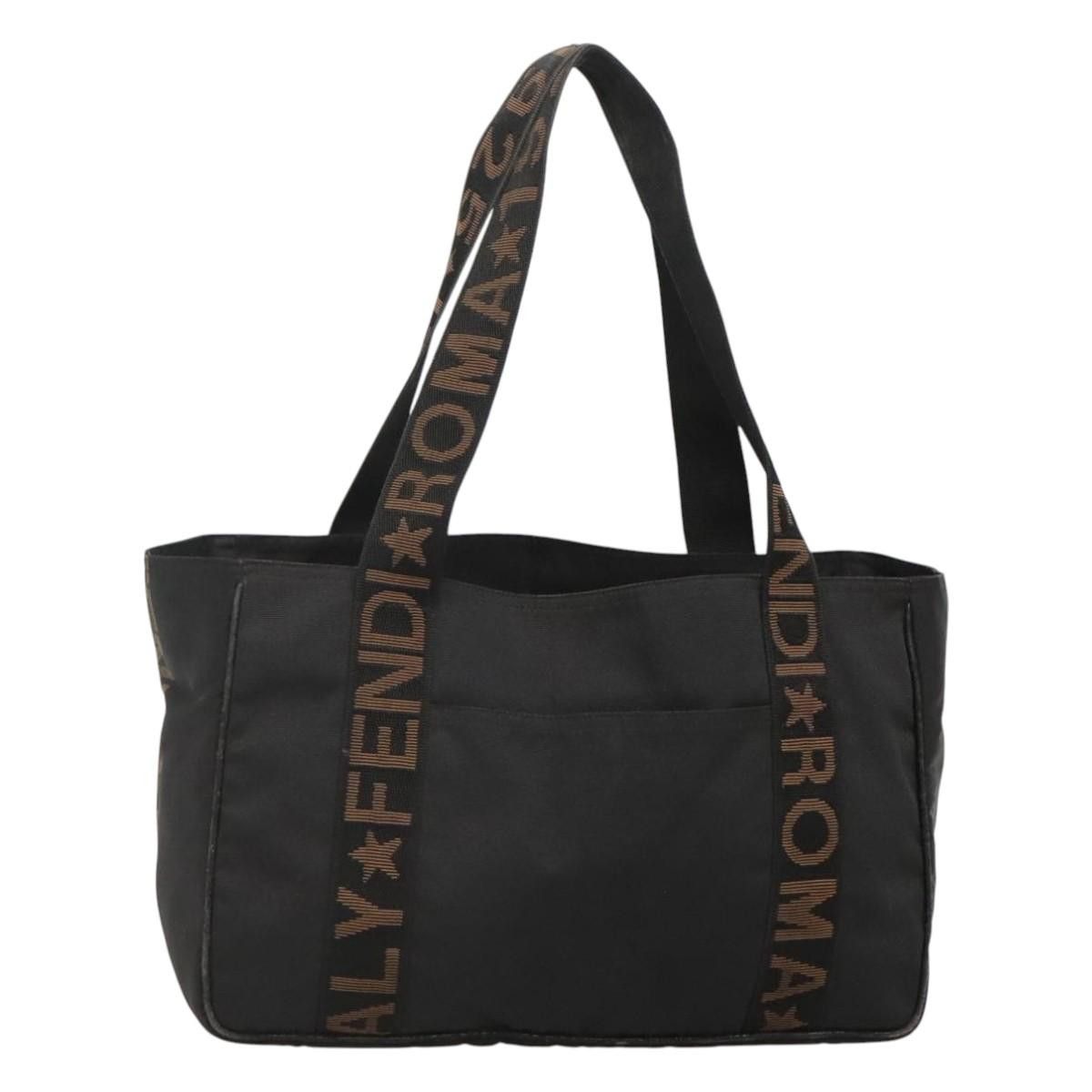 Fendi Tote Bag Canvas Black Brown, Women's
