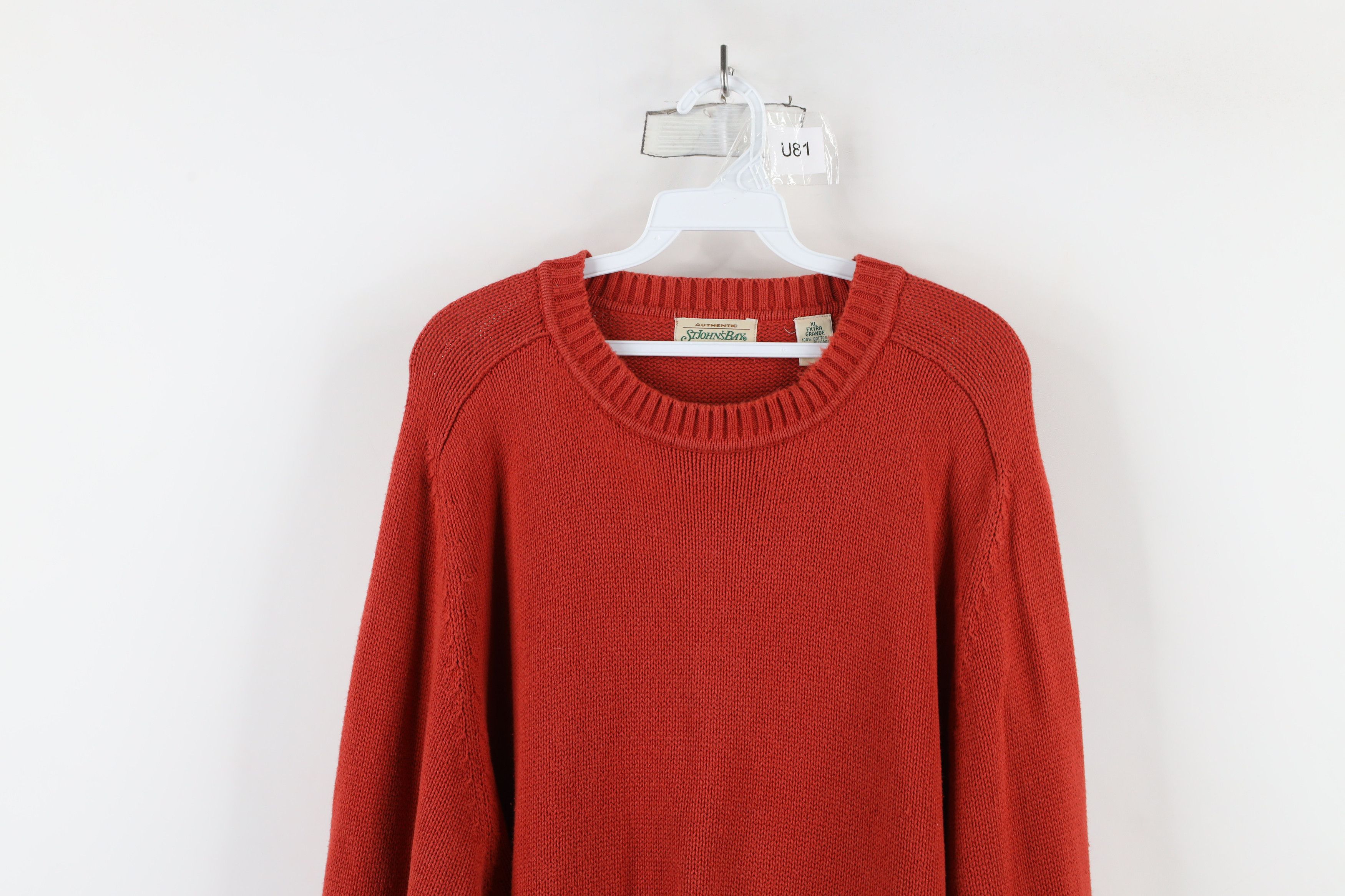 Vintage Vintage 90s Streetwear Cotton Knit Crewneck Sweater Orange Size US XL / EU 56 / 4 - 2 Thumbnail