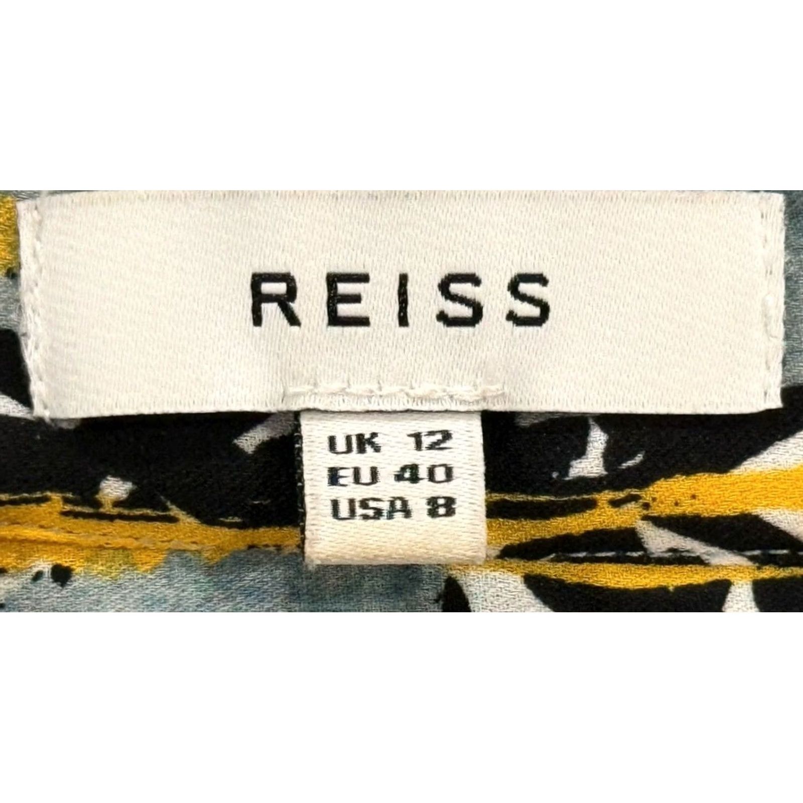 Reiss Reiss Shirt Womens 8 Karina Printed Collarless Button EUC Size M / US 6-8 / IT 42-44 - 5 Thumbnail