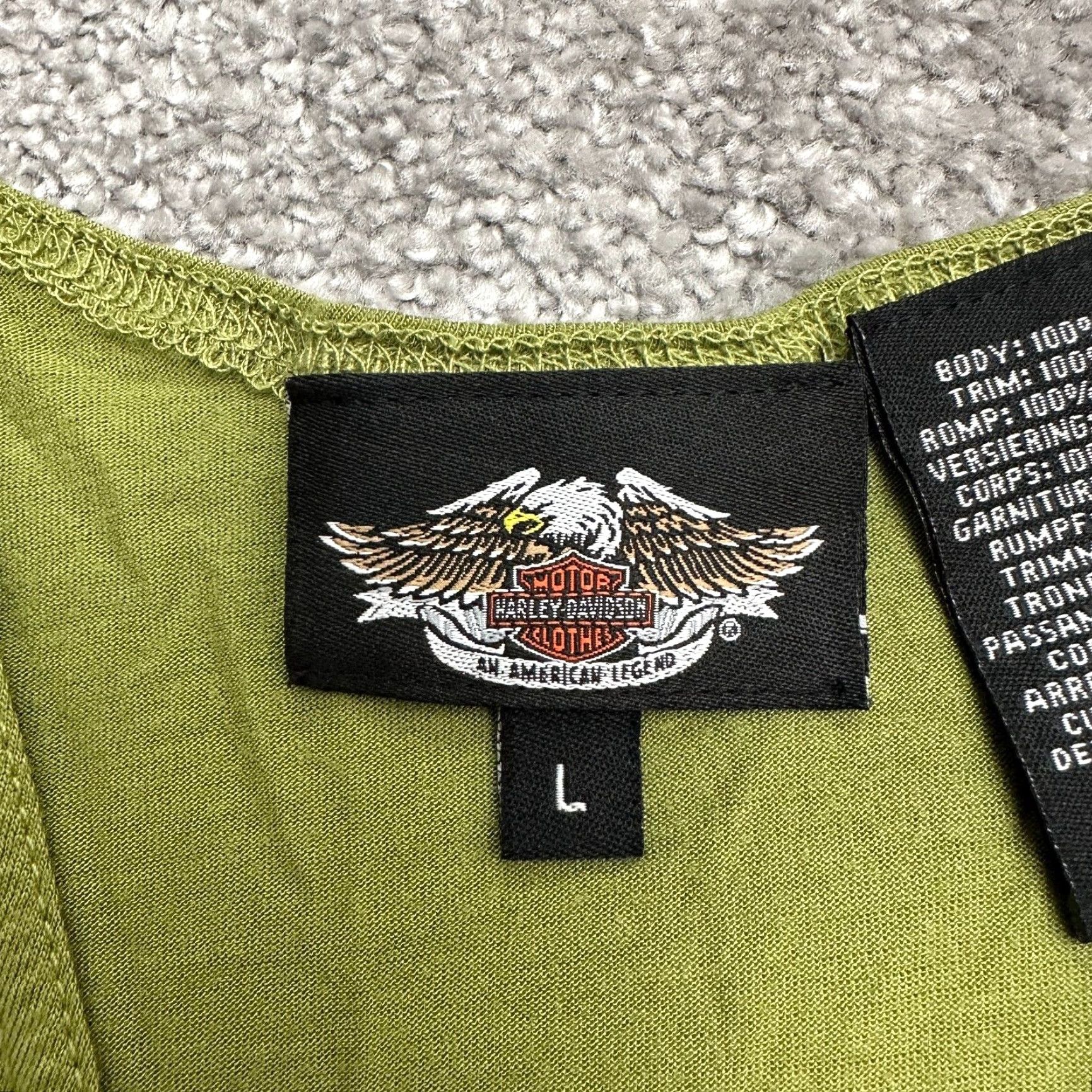 Harley Davidson VINTAGE Harley-Davidson Tank Top Shirt Juniors Large Green Sequin 90s Motorcycle Casual Womens Size L / US 10 / IT 46 - 4 Thumbnail