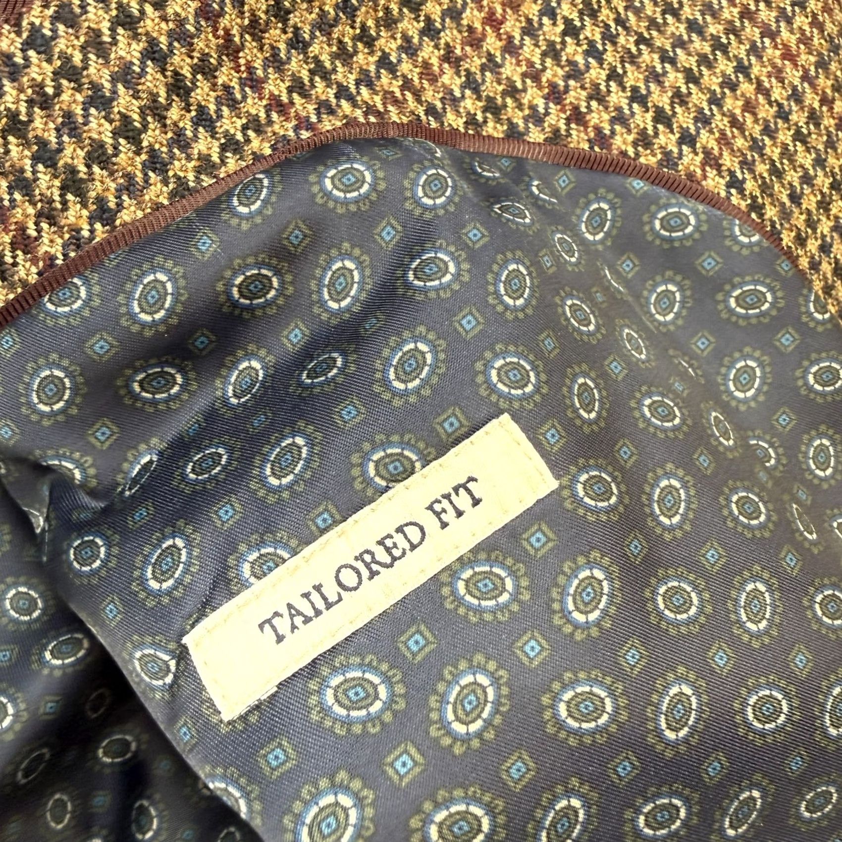 Jos. A. Bank Jos. A. Bank Blazer Jacket Mens 42L Brown Houndstooth Wool Blazer Notch Lapel Single-Breasted 3-Button Jeans/Coat? Size 42R - 5 Thumbnail