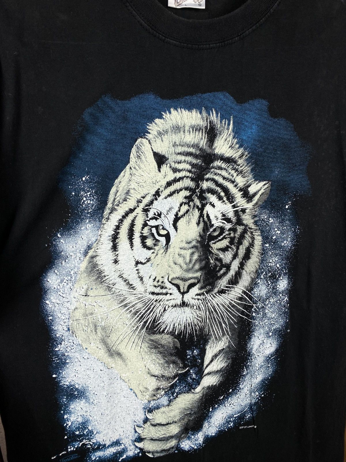 Vintage 🐅Vintage 90s T-Shirt Tiger Logo Zip It Lindon VTG Tee🐅 Size US L / EU 52-54 / 3 - 2 Thumbnail