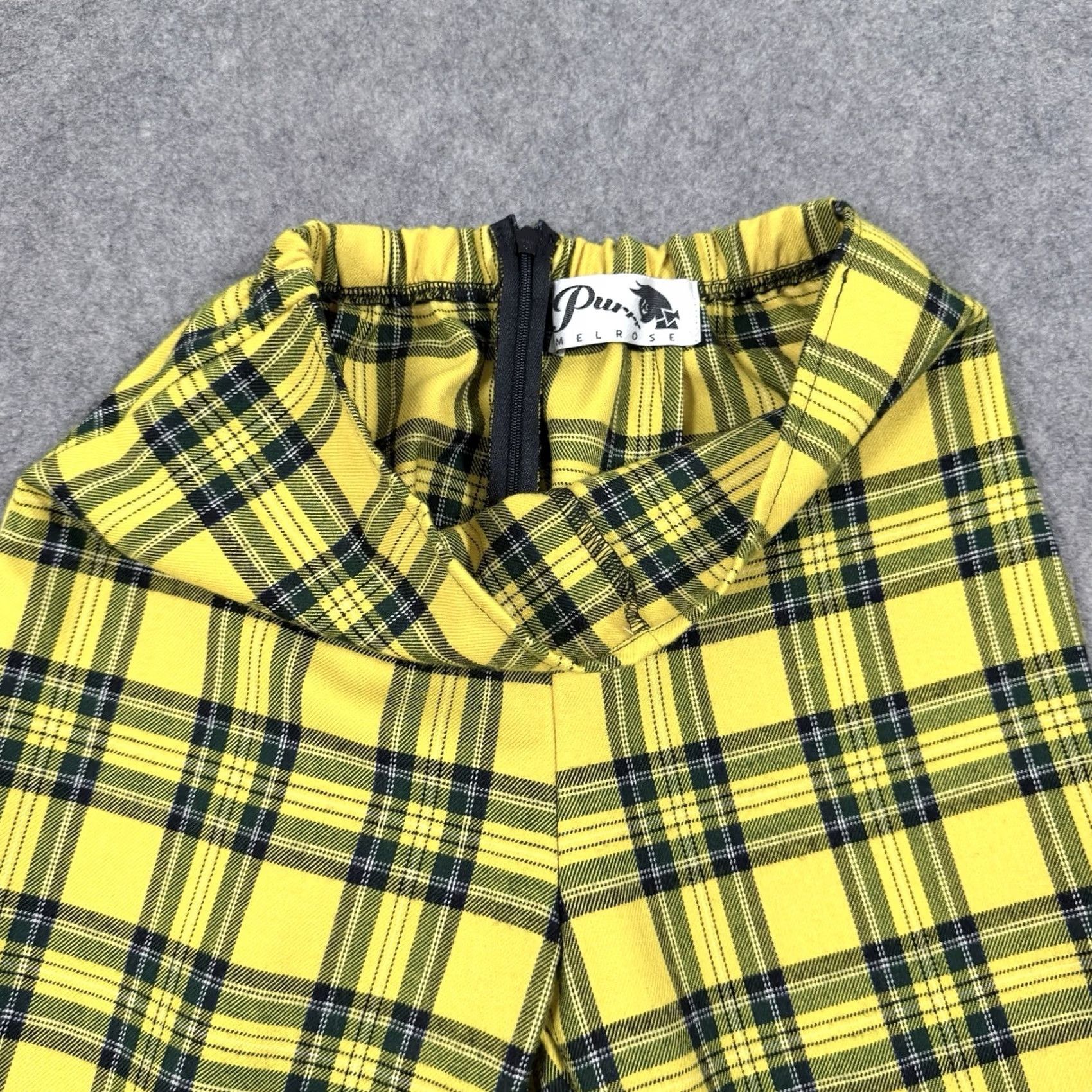 Vintage Purrr Melrose Pants Women's 90s Yellow Plaid Back-Zip Slimming Elastic Waist Casual Workwear Straight Inseam 23.75" Size 24 Regular Size 42" / US 20 - 5 Thumbnail