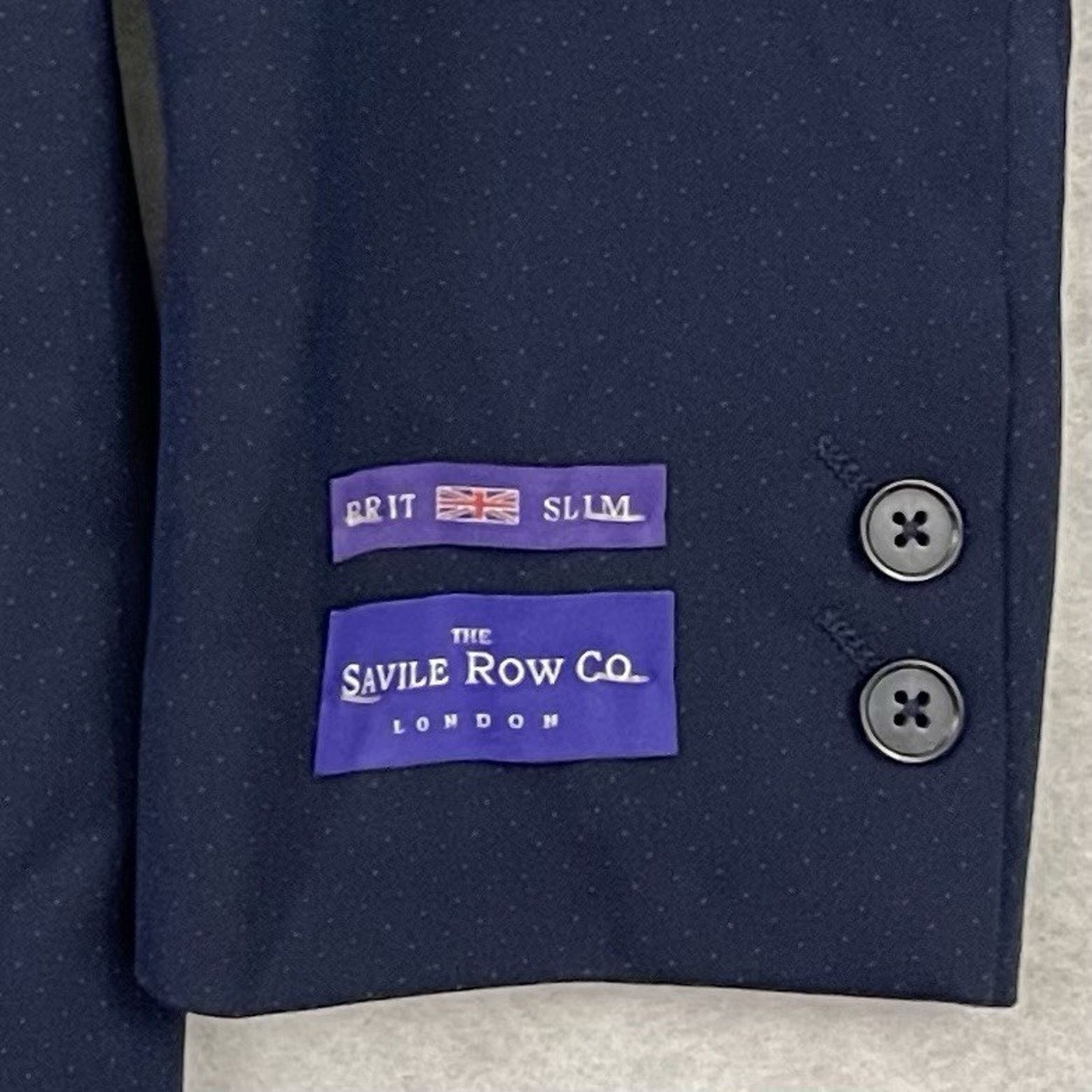 Savile Row Savile Row Co Blazer Mens 40R Blue Slim Fit Stretch 2 Button Size 40R - 13 Thumbnail