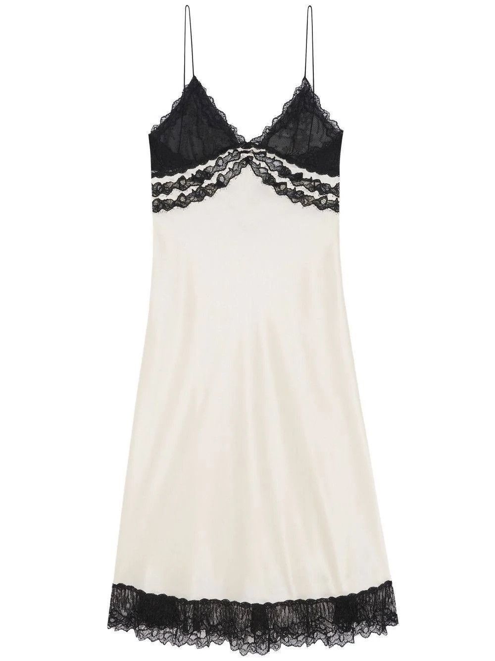Saint Laurent Paris o1tp1o1224 Lingerie Dress In Silk And Lace in Black/White Size XS / US 0-2 / IT 36-38 - 1 Thumbnail