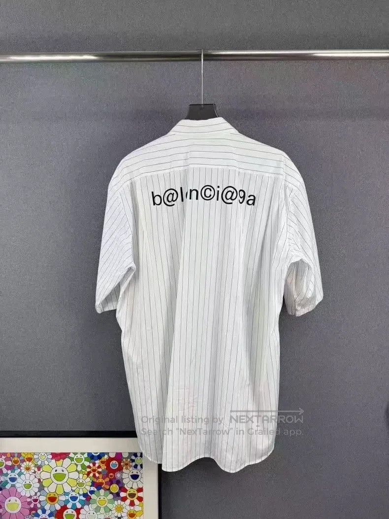 Balenciaga Balenciaga size 41 Striped Back Email Short Sleeve Shirt Size US L / EU 52-54 / 3 - 2 Thumbnail