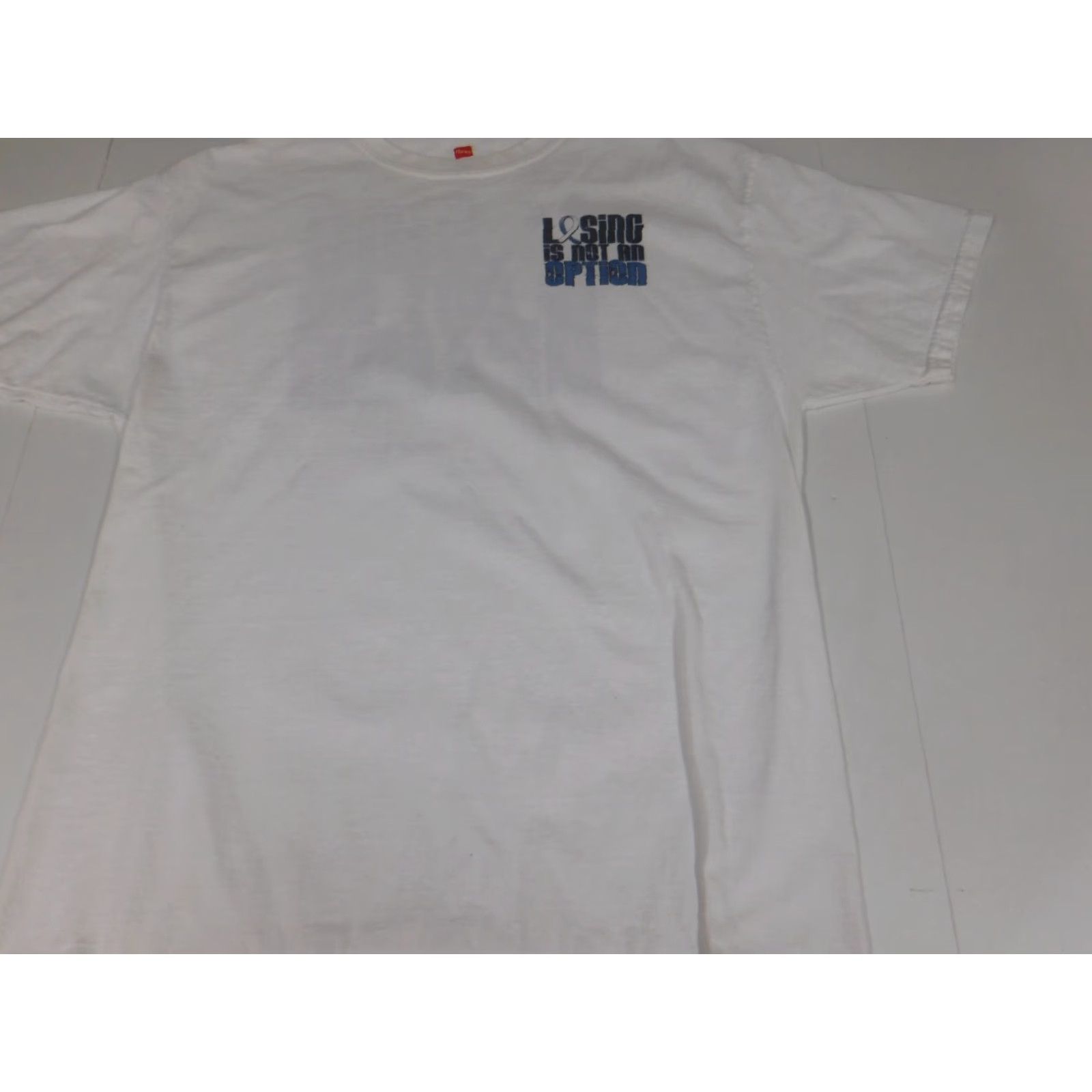 Hanes Losing is not an option Hanes Mens T-Shirt L White Crew Neck Short Sleeve 90s University Colorful Logo Bre breathable Size US L / EU 52-54 / 3 - 2 Thumbnail