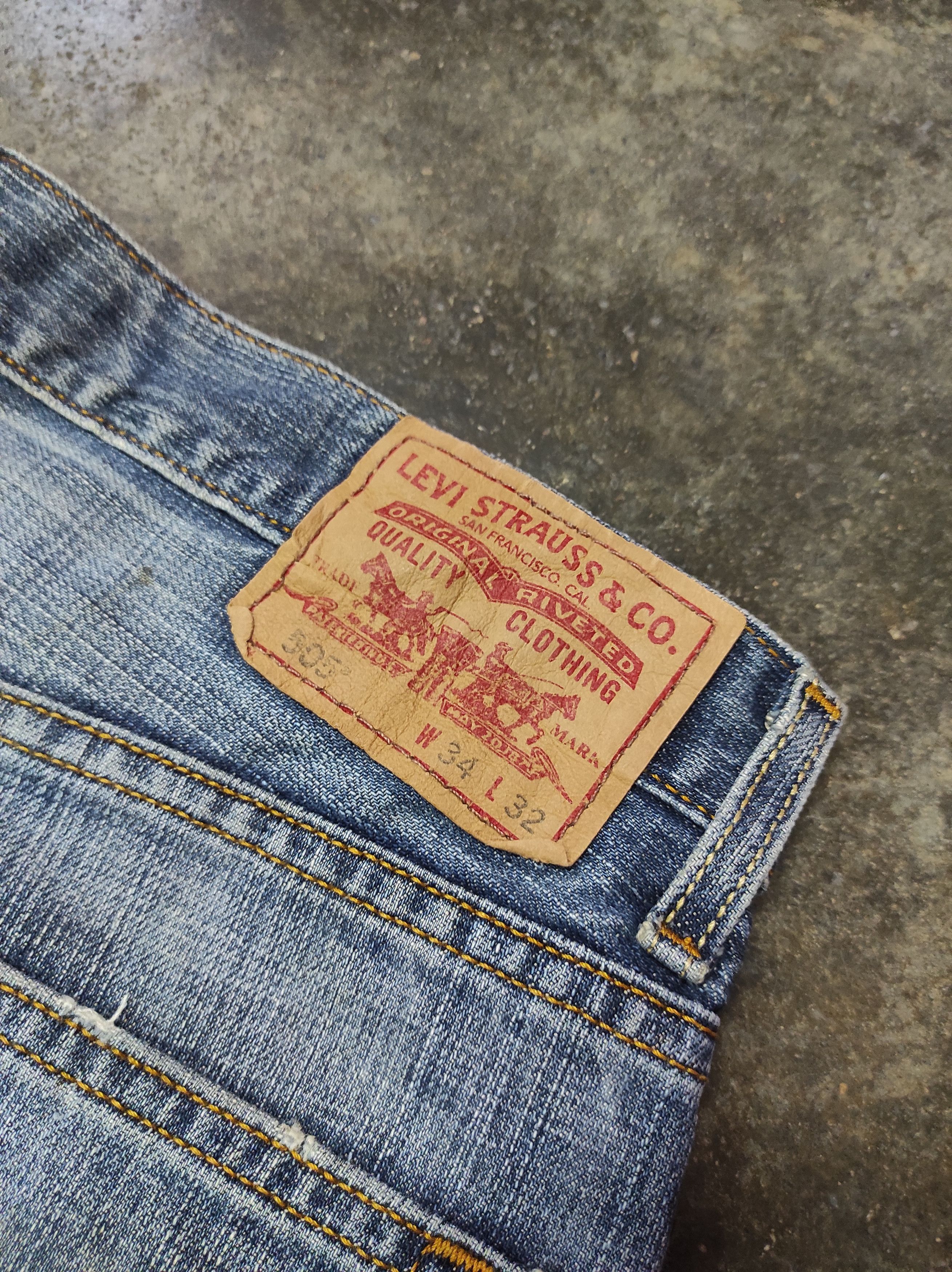 LVC × Levi's Vintage Clothing 505 DISTRESSED LEVIS REGULAR FIT DENIM JEANS Size US 34 / EU 50 - 5 Thumbnail