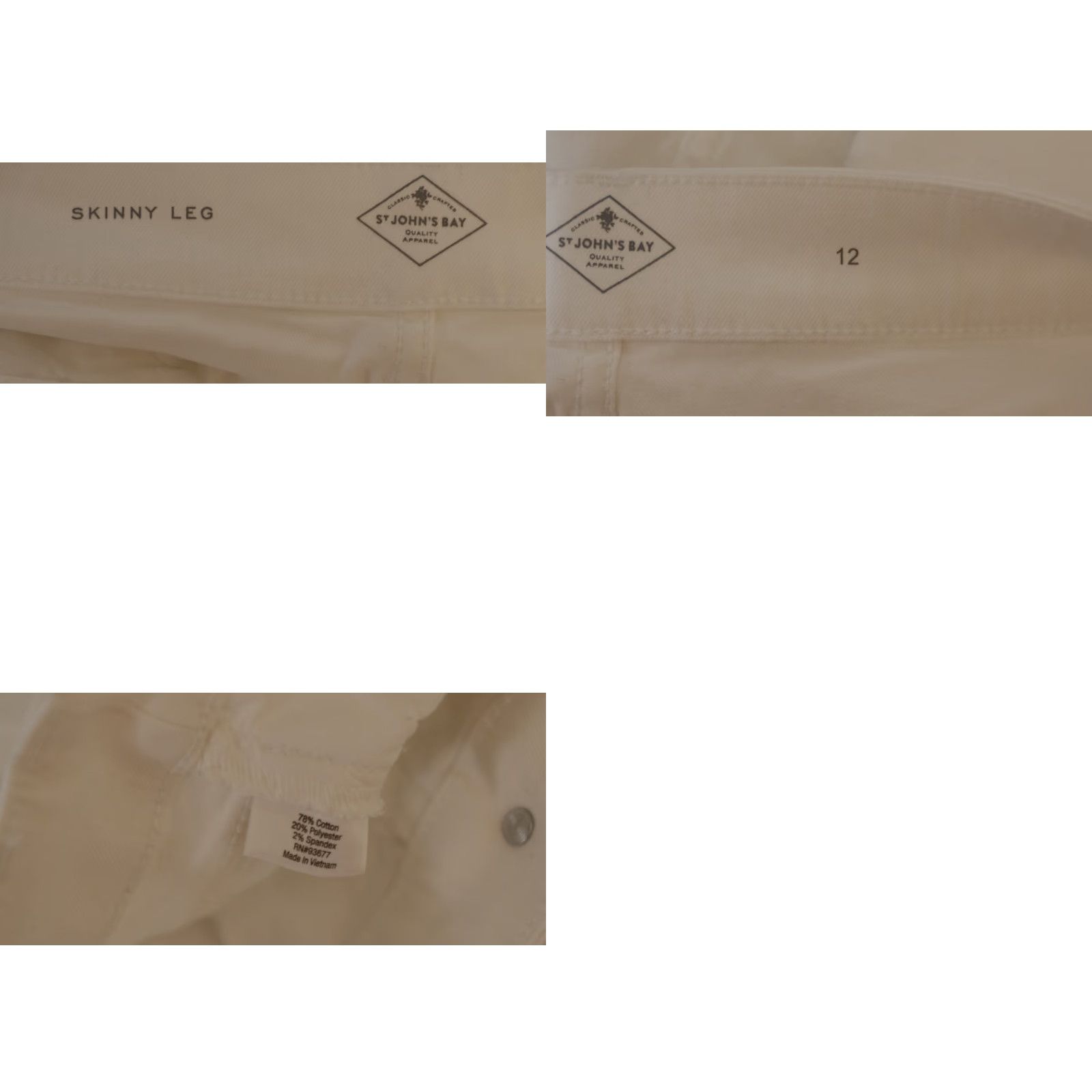 Vintage Nwot! St Johns Bay Skinny Leg Jeans White Denim Womens 12 34x29 #H98-11 Size 34" / US 12 / IT 48 - 8 Thumbnail