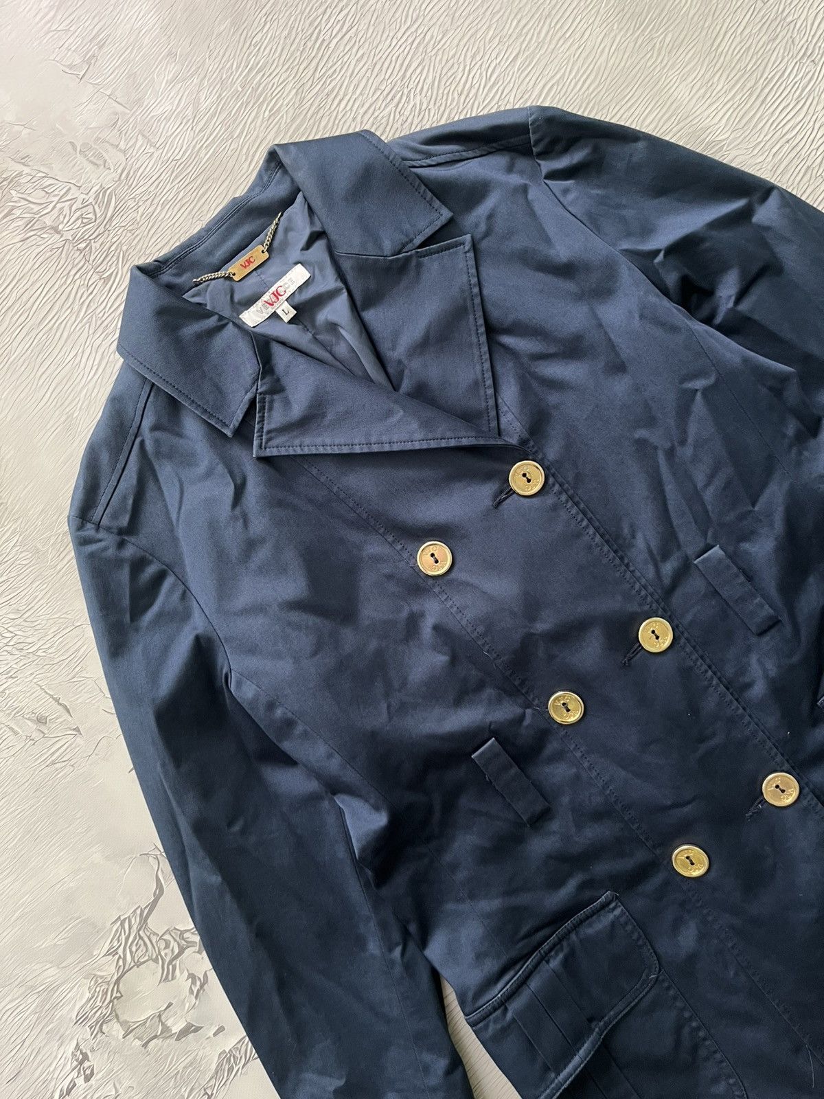 Versace Jeans Couture Versace Jeans Couture Double-Breasted Vintage Navy Coat Size L / US 10 / IT 46 - 4 Thumbnail