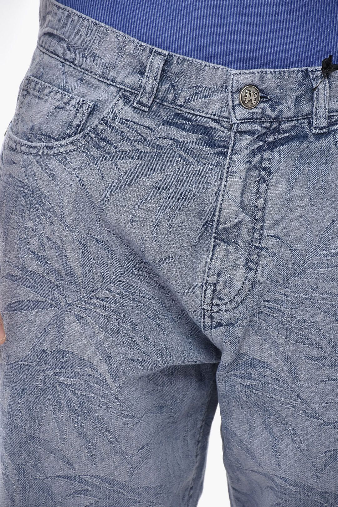 Palm Angels og1mm0326 Jacquard Cotton-Blend 5-Pocket Pant in Light Blue Size US 34 / EU 50 - 3 Thumbnail