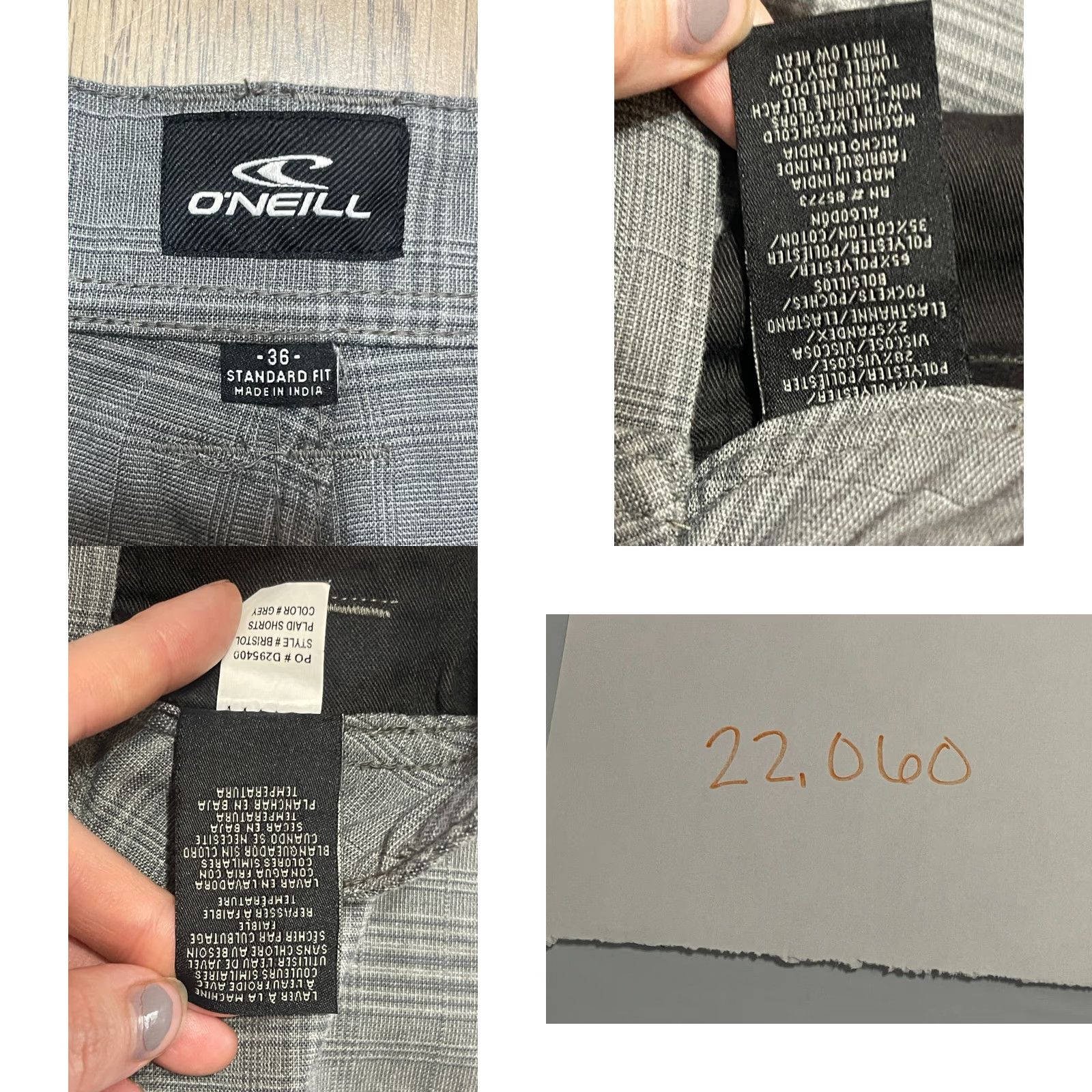 O'Neill O'Neill Men's Shorts Plaid Gray Regular Fit 36 Casual Chino Flat Front Free Return Mens Size US 36 / EU 52 - 9 Thumbnail
