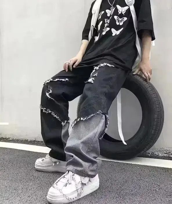 Japanese Brand Embroidered Baggy Denim Jeans Size US 32 / EU 48 - 4 Thumbnail