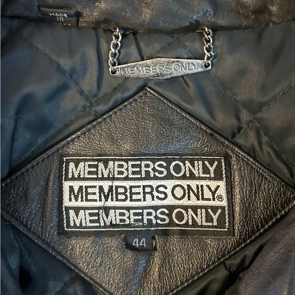 Members Only Vintage Retro 80s Mens Black Leather Bomber Jacket~44~ Size US L / EU 52-54 / 3 - 6 Thumbnail