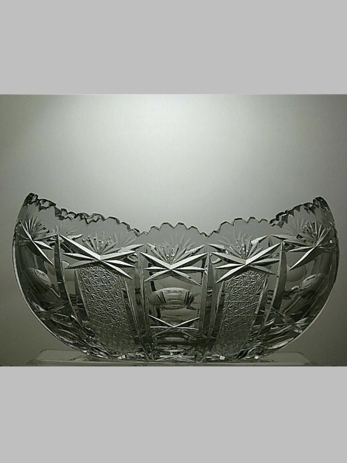 Other American Brillant Period Crystal Cut Boat Shape Bowl 5" Size ONE SIZE - 1 Thumbnail