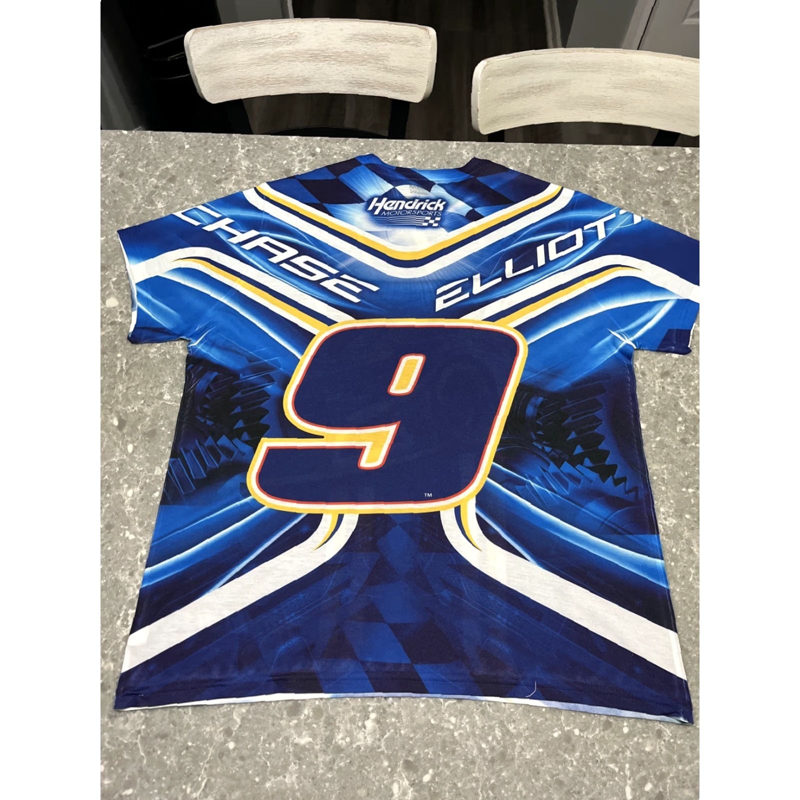 NASCAR Hendricks Motorsports Chase Elliot #9 Tshirt Men L Blue Graphic Print Nascar Racing AOP Shirt Size US L / EU 52-54 / 3 - 7 Thumbnail