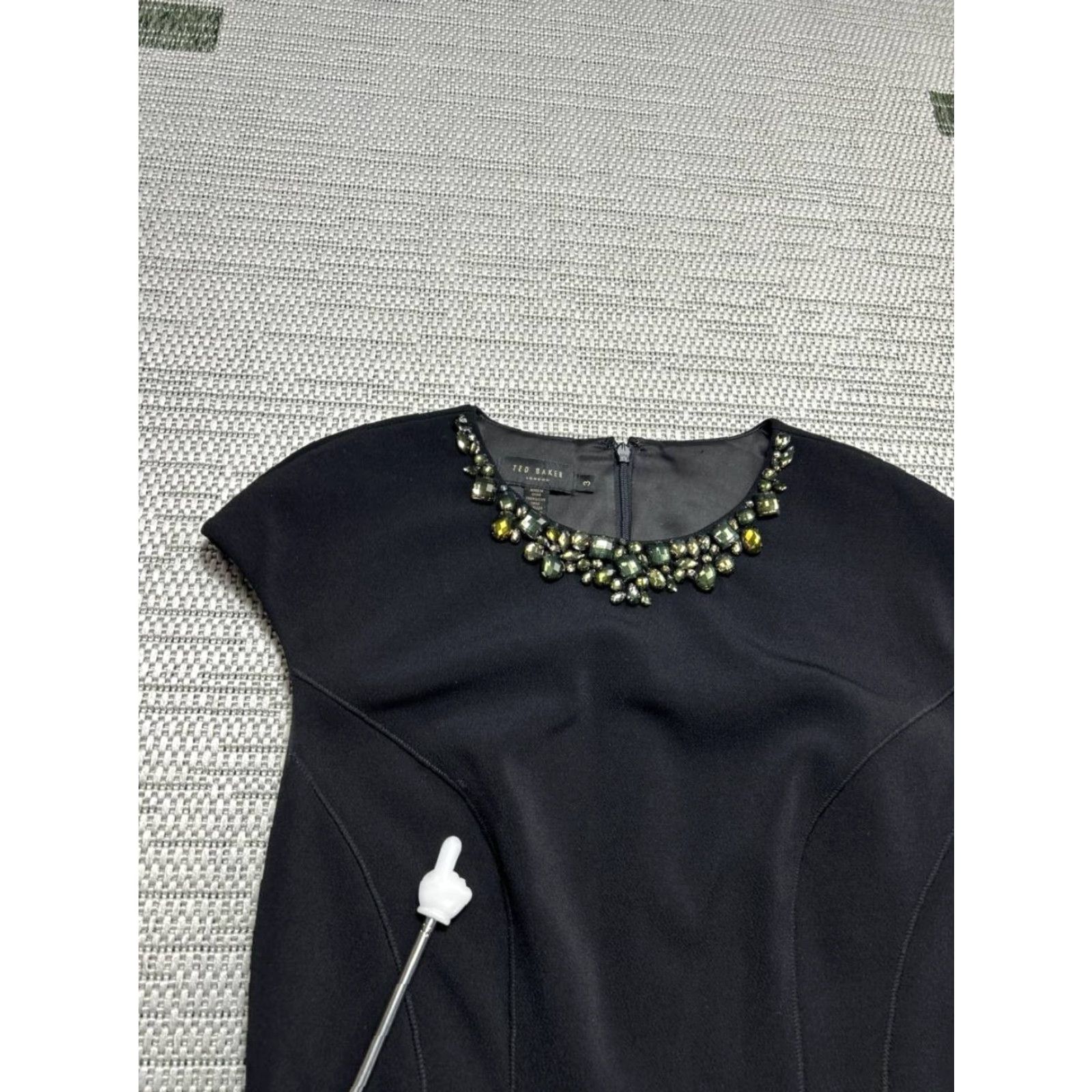Ted Baker Ted Baker Elenna Bodycon Midi Dress Womens 3 Black Bead Embellished Neck Casual Size XS / US 0-2 / IT 36-38 - 4 Thumbnail