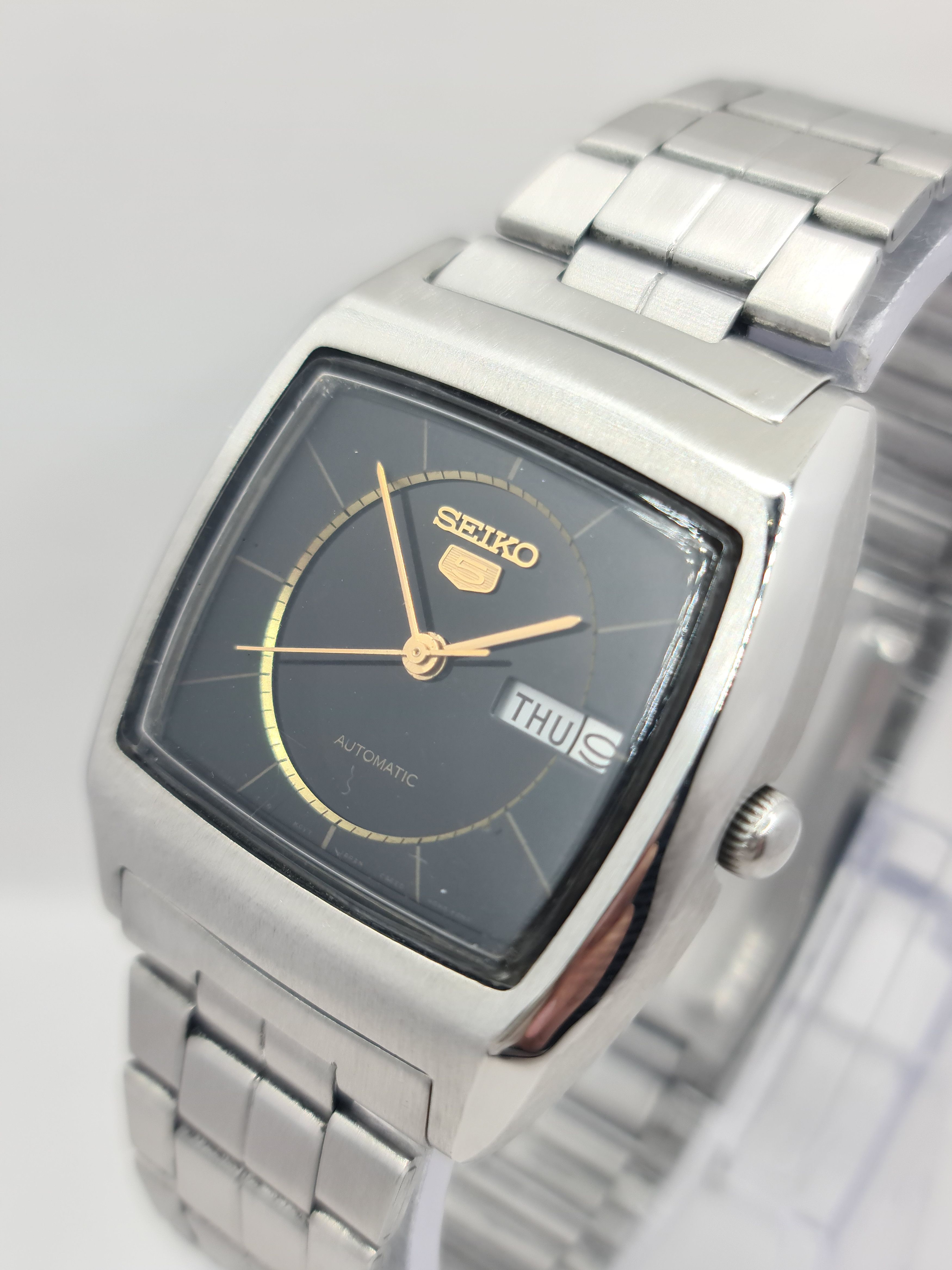 Seiko 5 Automatic 6309 Vintage 36Mm Black Dial Watch, Men's