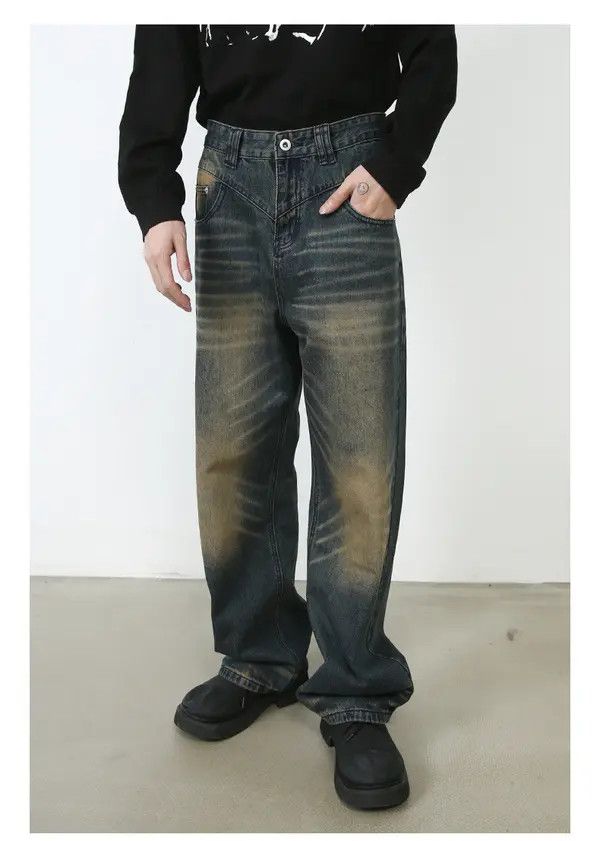 Japanese Brand Honjoh x Maki Vintage washed distressed loose straight jeans Size US 32 / EU 48 - 2 Thumbnail
