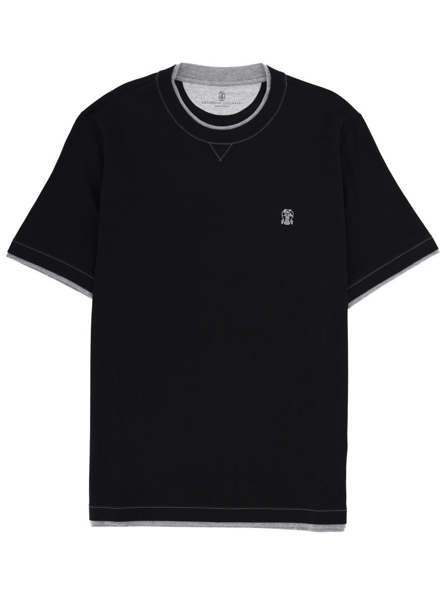 Brunello Cucinelli BRUNELLO CUCINELLI T-SHIRT WITH LOGO - BLACK Size US S / EU 44-46 / 1 - 1 Thumbnail