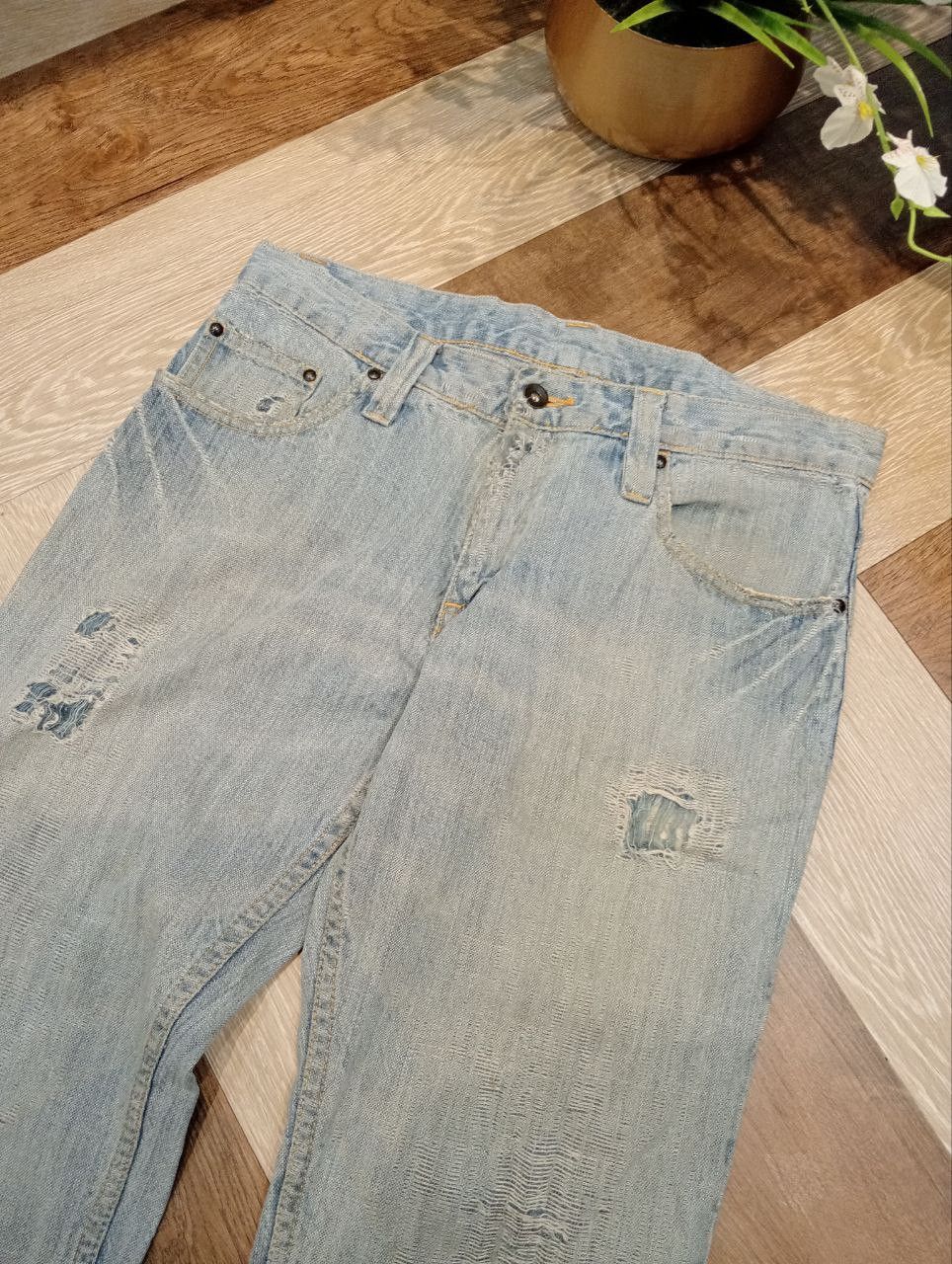 JUN MEN JAPANESE JUNMEN DISTRESSED JEANS - SIZE L Size US 34 / EU 50 - 7 Thumbnail