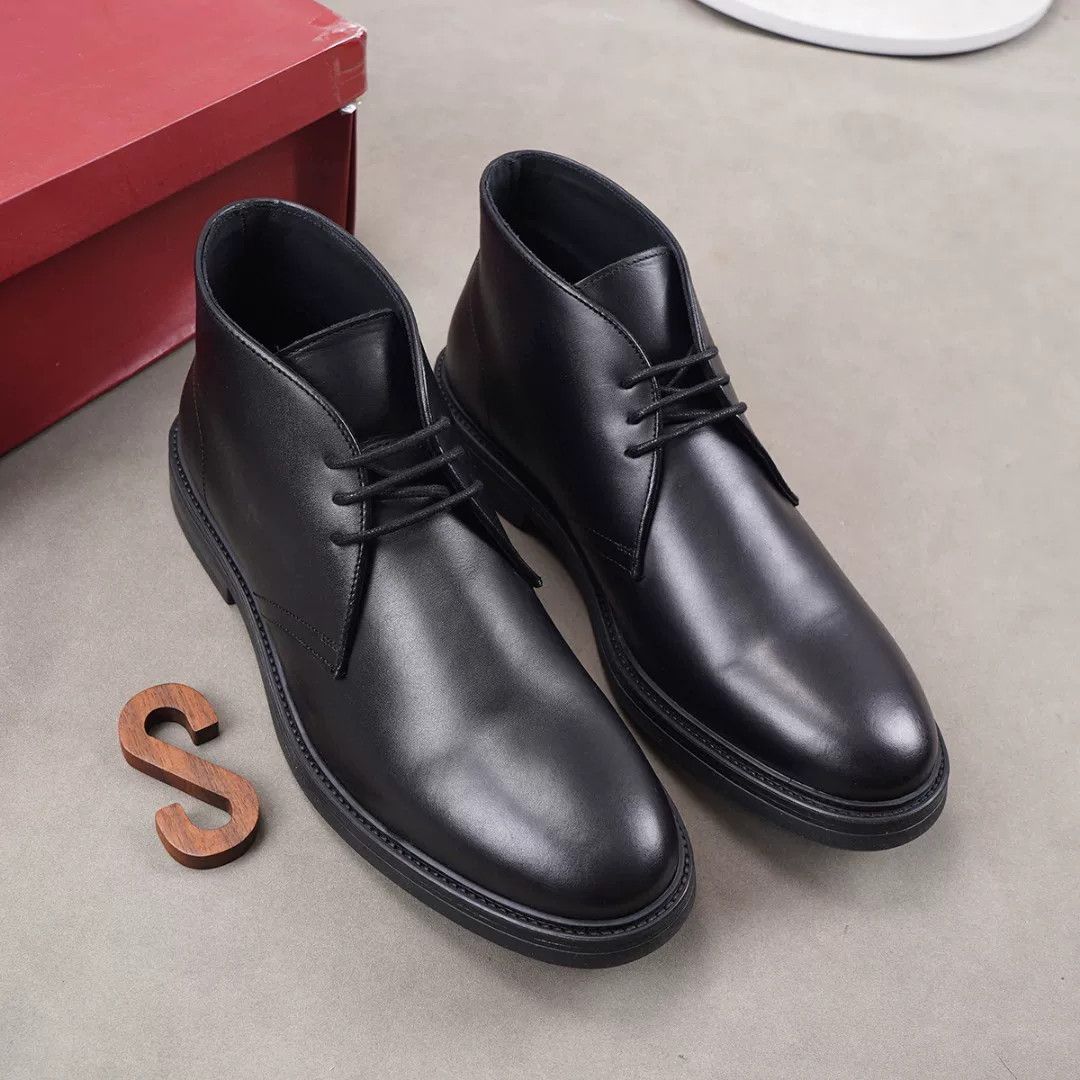 Testoni Black Leather Chukka Boots by A Testoni Size US 11 / EU 44 - 1 Thumbnail