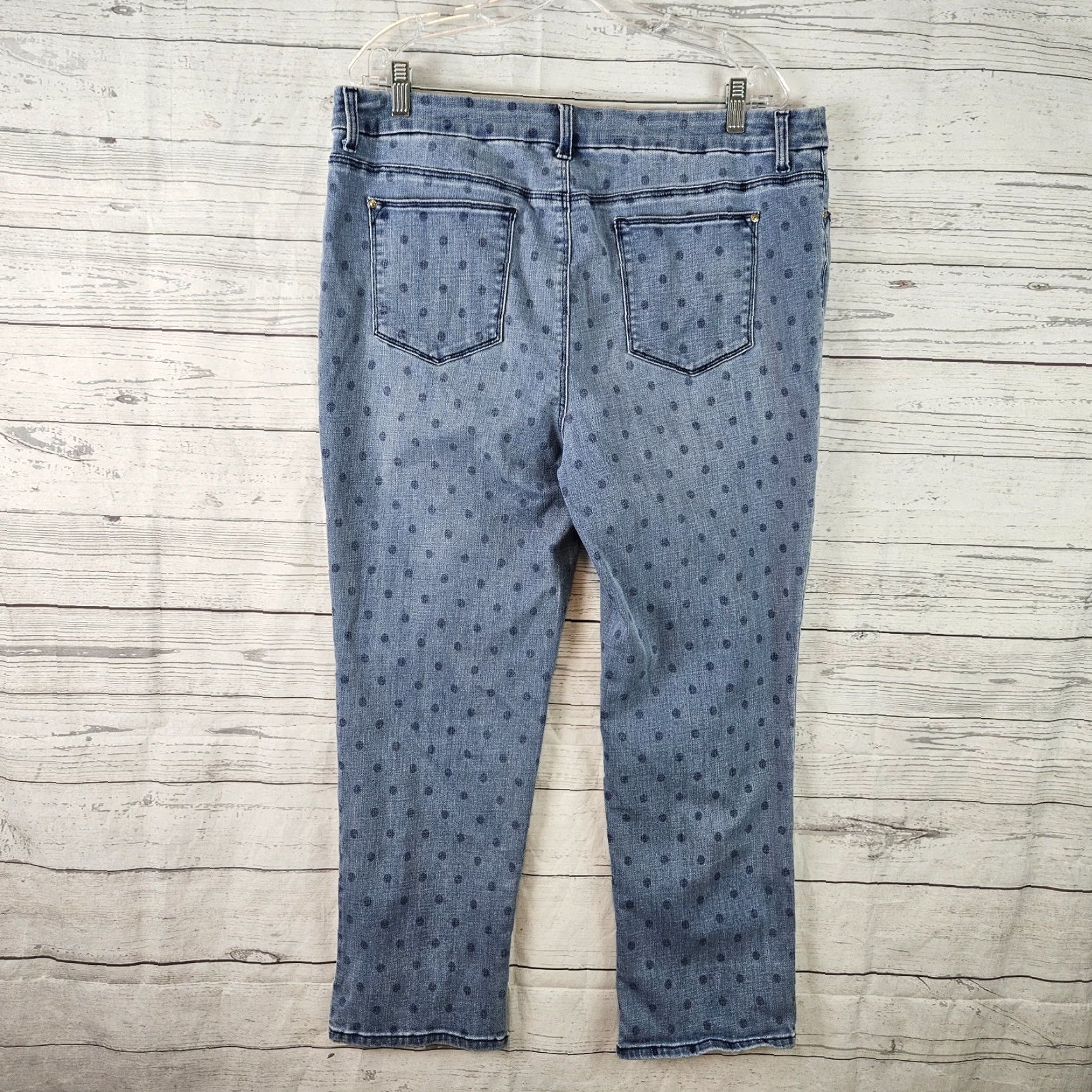 Vintage Chico's Womens Jeans Cropped Slim Leg So Slimming Polka Dot Size 16 Blue Size 38" / US 16 / IT 52 - 3 Thumbnail