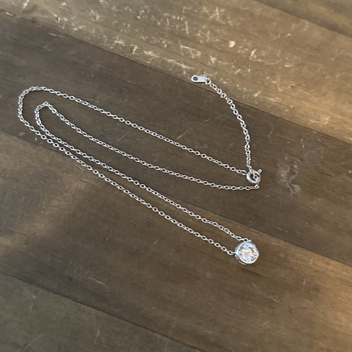 Vintage Vintage LA signed silver tone solitaire CZ pendant necklace Size ONE SIZE - 2 Thumbnail