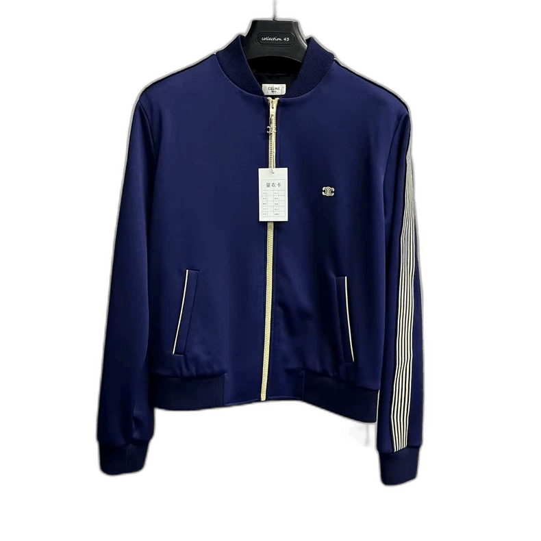 Celine Blue Logo Embroidered Stripe Stand Collar Jacket Size US S / EU 44-46 / 1 - 1 Thumbnail