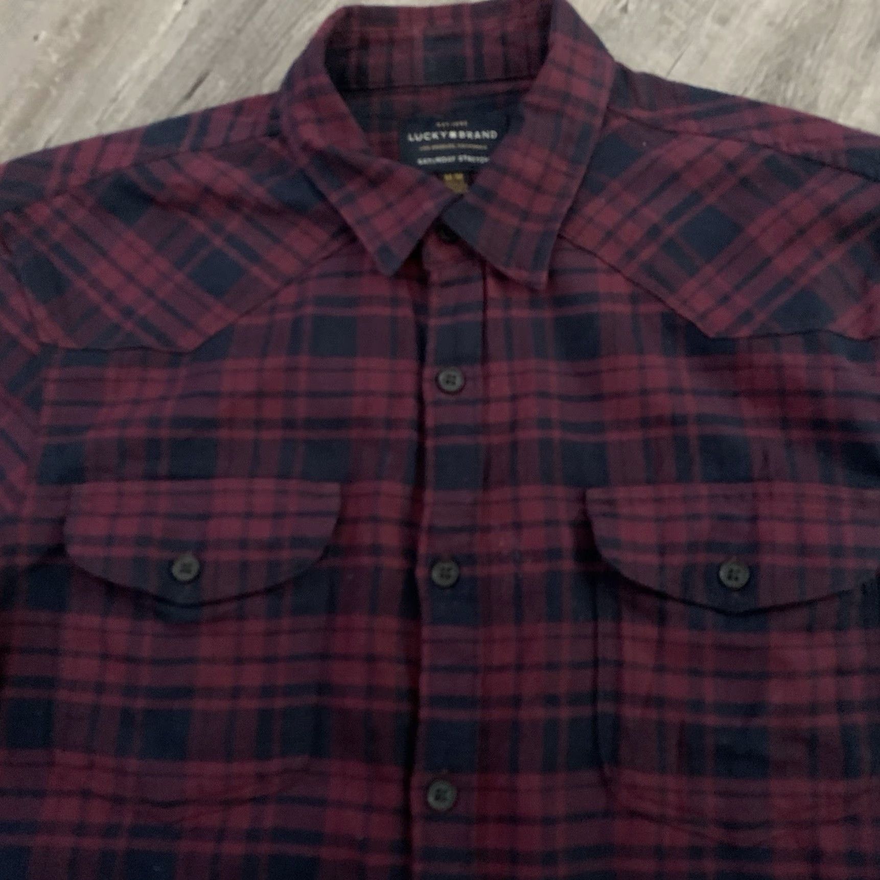 Lucky Brand LUCKY Brand Flannel Shirt Mens M Plaid Classic Fit Long Sleeve Button-Up Pockets Purple Size US M / EU 48-50 / 2 - 4 Thumbnail