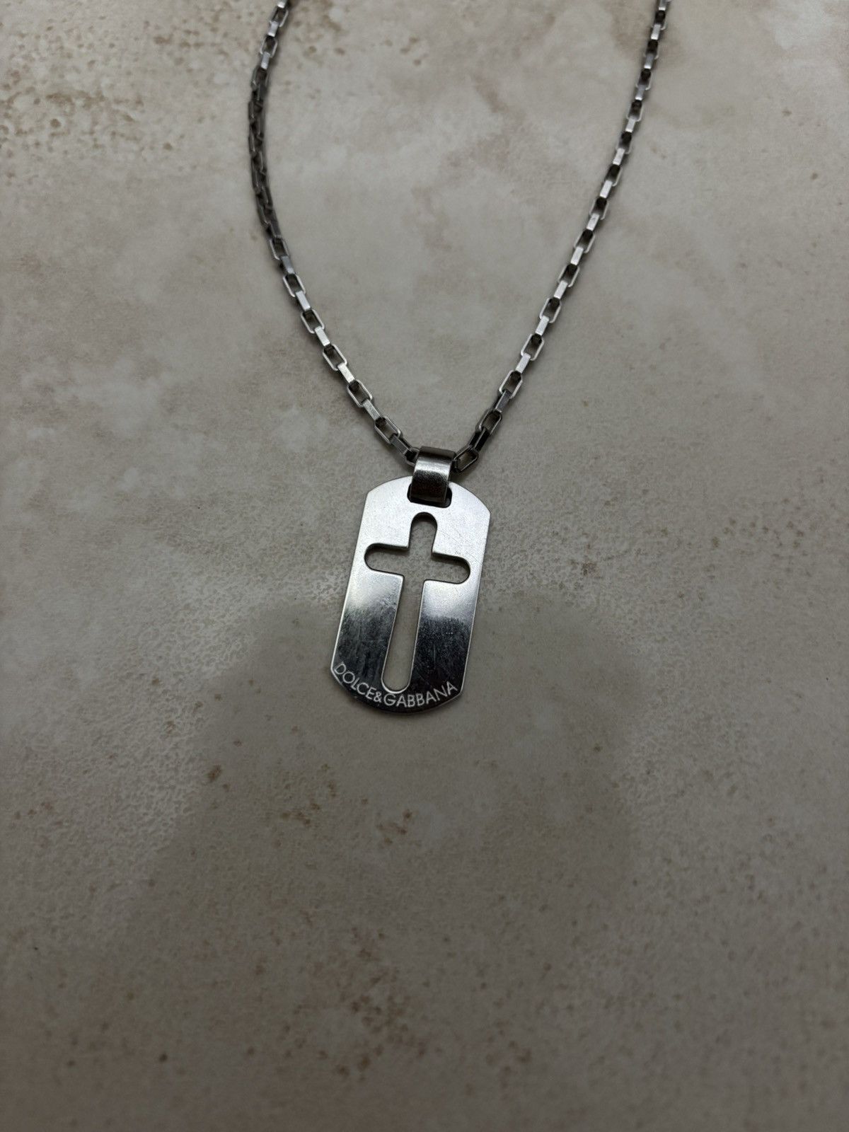 DOLCE&GABBANA Dog Tag Cross Necklace DOLCE & GABBANA cross dog tag