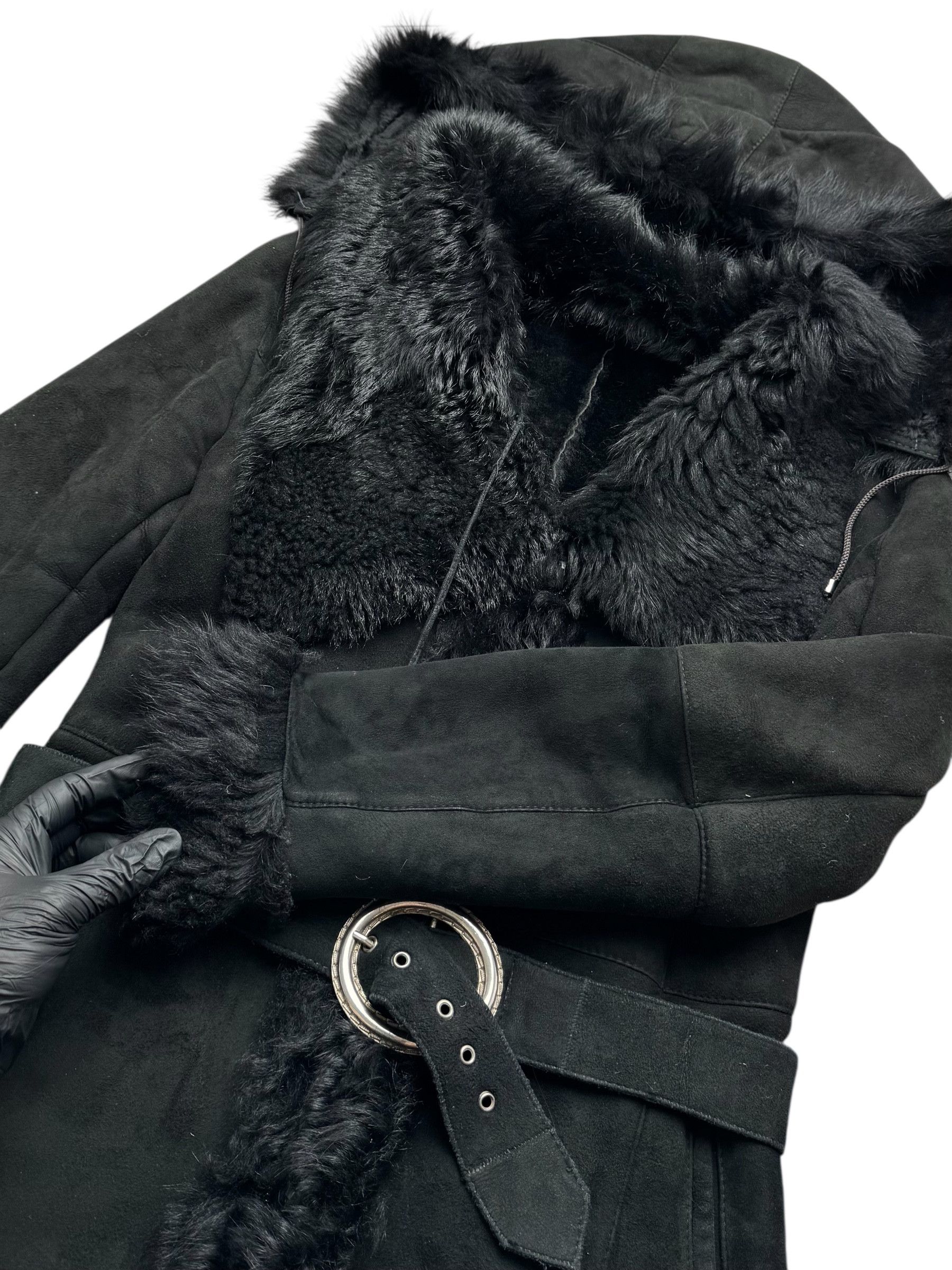 Vintage 90's Real Sheepskin Coat With Belt(V423) Size XS / US 0-2 / IT 36-38 - 4 Thumbnail