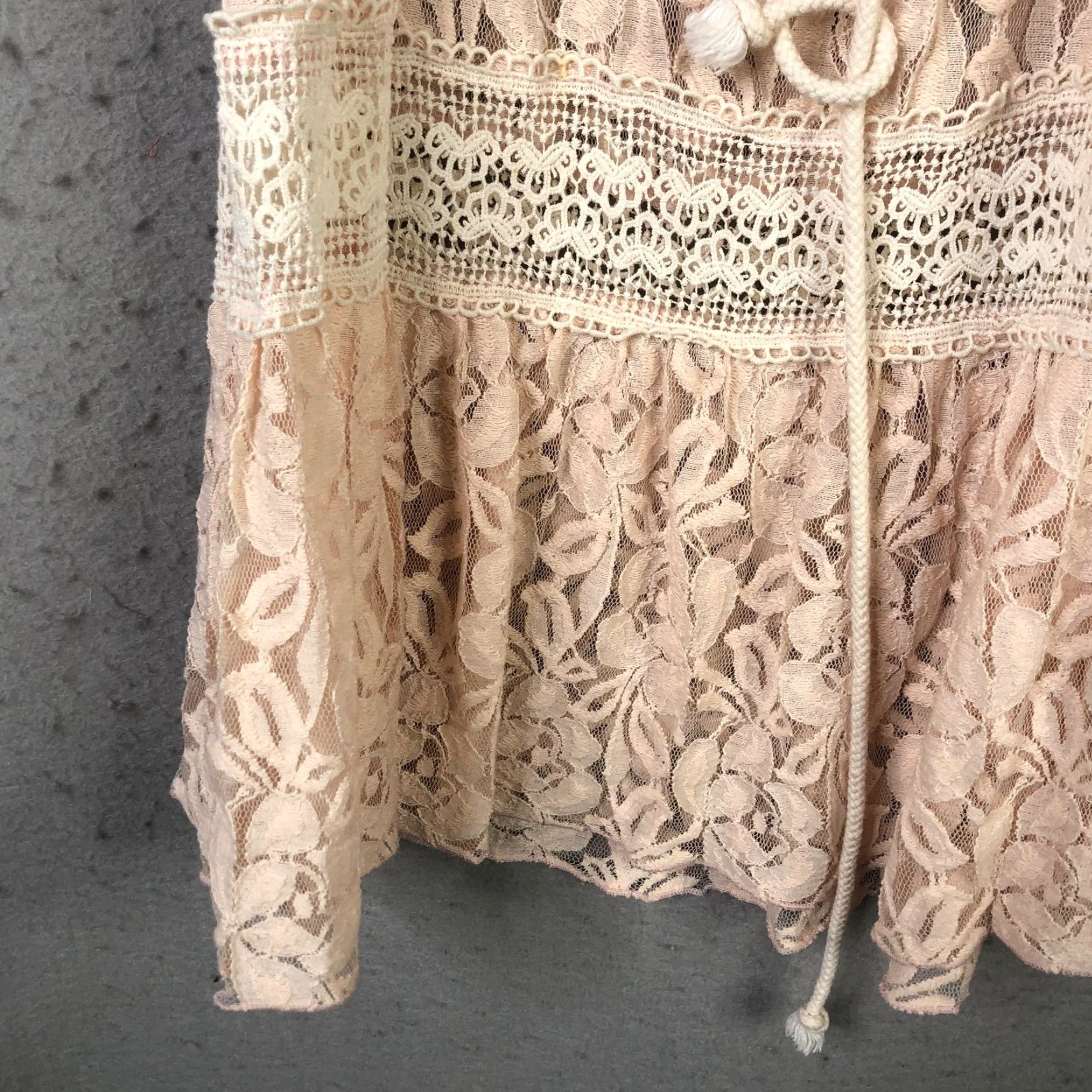 Vintage Somedays Lovin Dress Womens XS Pink Lace Floral Ruffle Mini Boho Coquette Size XS / US 0-2 / IT 36-38 - 6 Thumbnail