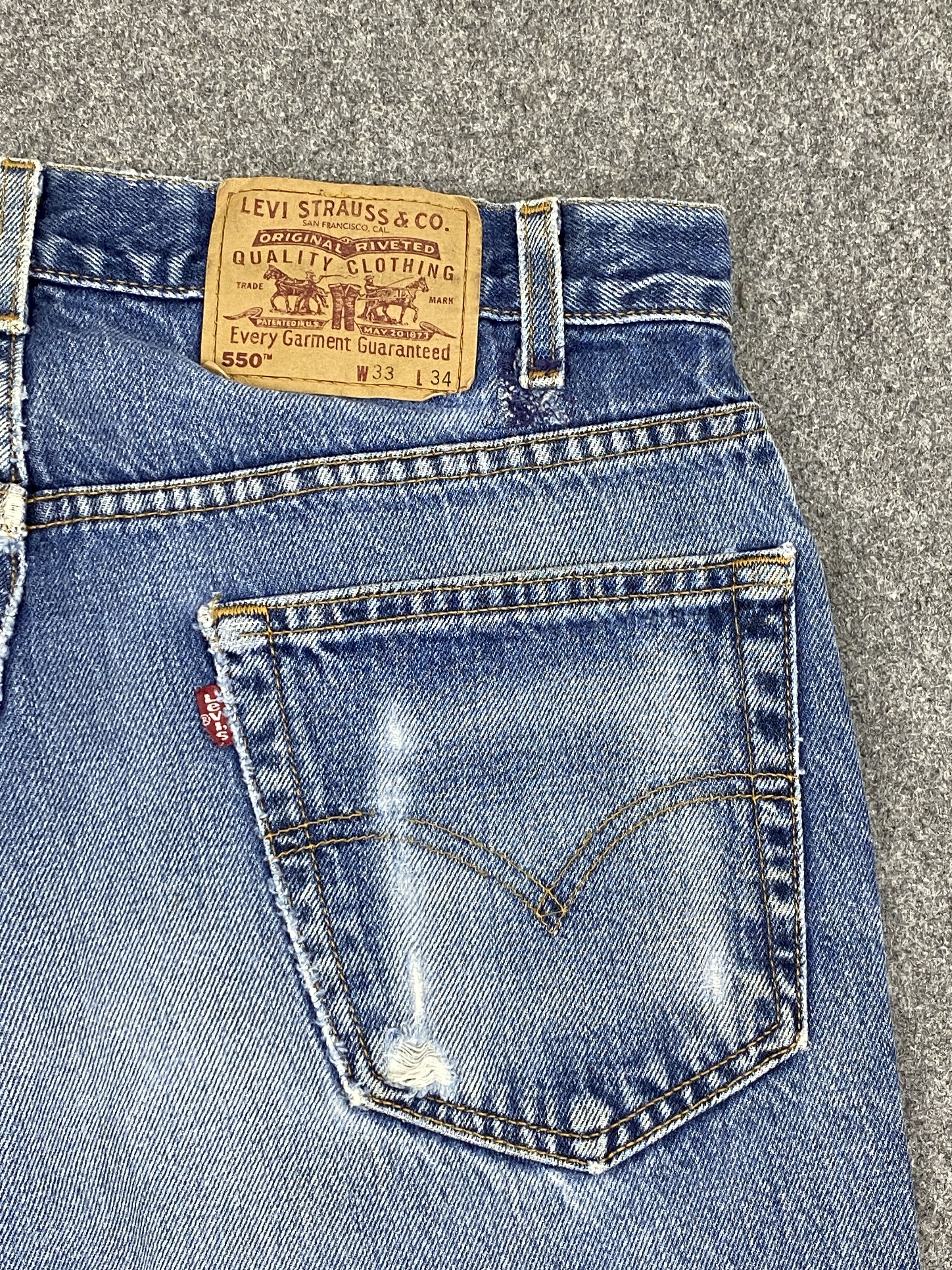 Levi's Vintage 90s Levis 550 Relaxed Fit Faded Blue Jeans DP2716 Size US 32 / EU 48 - 17 Thumbnail
