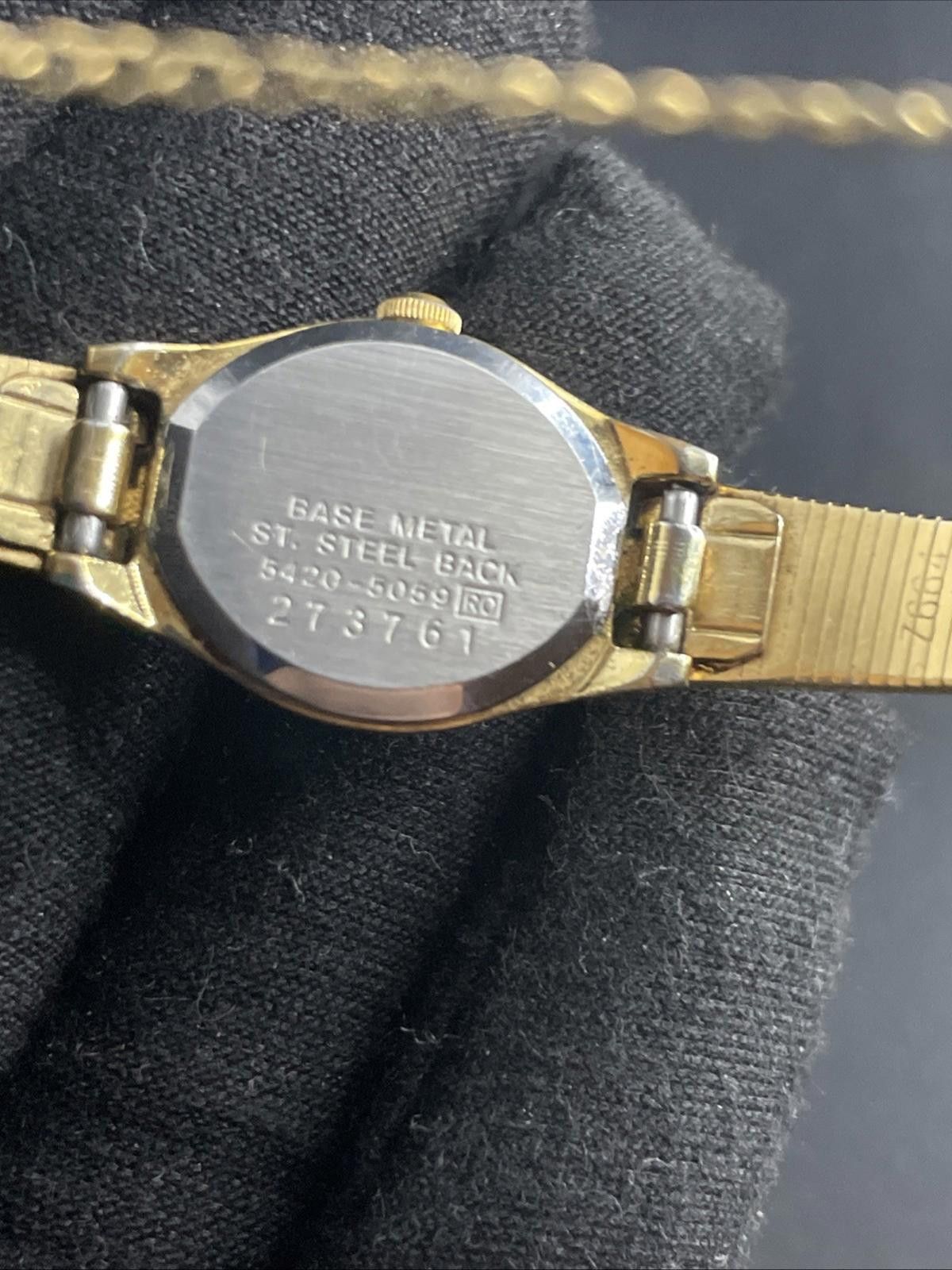 Seiko VTG Seiko 5420-5059 17mm Gold Tone Quartz Watch New Battery Size ONE SIZE - 8 Thumbnail