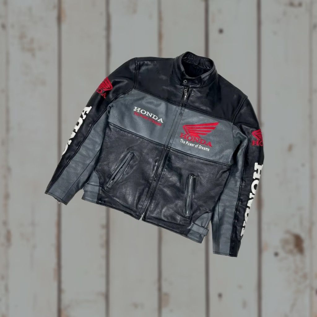 Honda VINTAGE Honda Racing Leather Motorcycle Jacket Moto Men XS Black Jacket Size US XS / EU 42 / 0 - 1 Thumbnail