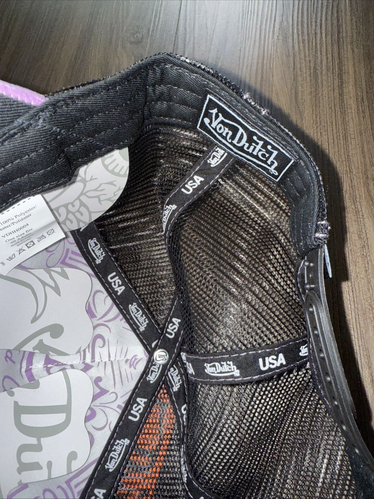 Von Dutch Von Dutch Trucker Hat Purple Fuzzy Front Black Mesh Snapback Size ONE SIZE - 5 Thumbnail