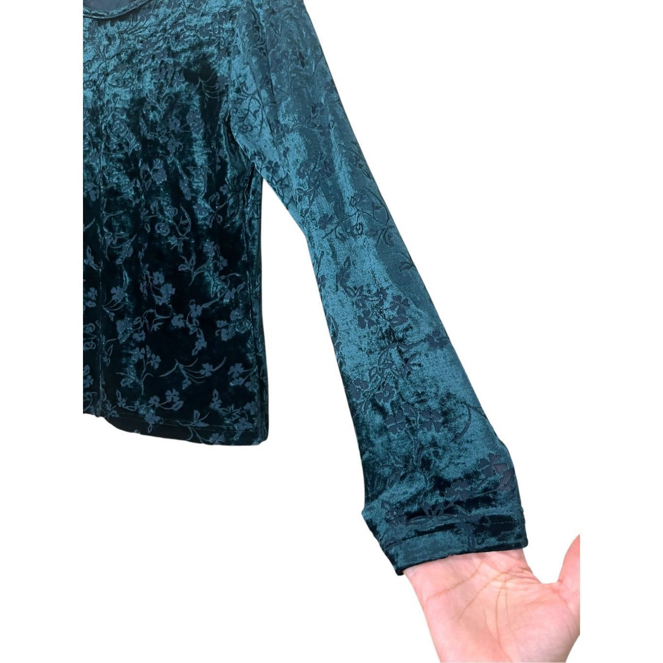 Other Vintage Petite Sophisticate Green Velvet Semi Sheer long Sle Size S / US 4 / IT 40 - 3 Thumbnail