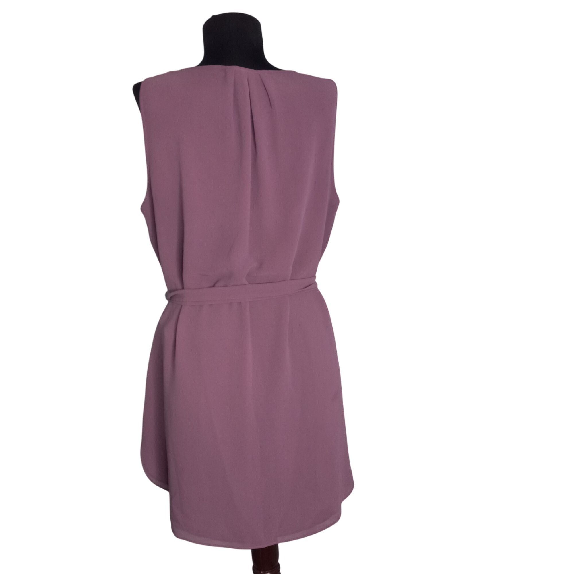 White House Black Market WHBM M Tunic Blouse Tank Top Purple Sleeveless Tie Waist Not Size M / US 6-8 / IT 42-44 - 2 Thumbnail