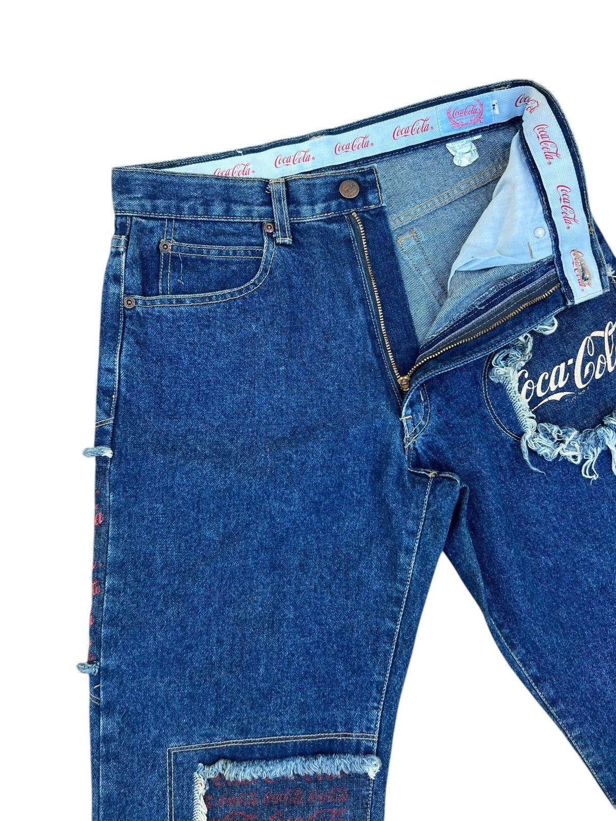 Coca Cola Vintage 90s Coca Cola Patchwork Denim Jeans Pant Size US 29 - 6 Thumbnail