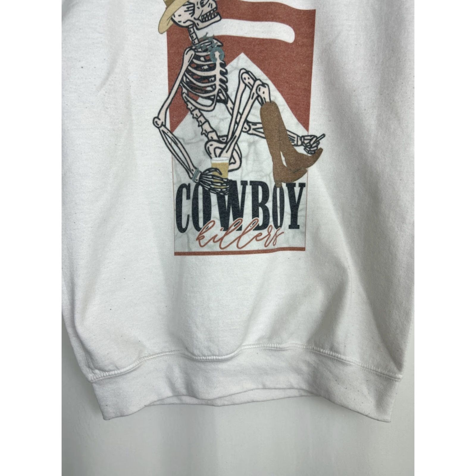 Gildan VINTAGE Gildan Womens Crew Neck Sweater Cowboys Cowgirl White Small Pullover Candy Cotton Blend Size S / US 4 / IT 40 - 5 Thumbnail