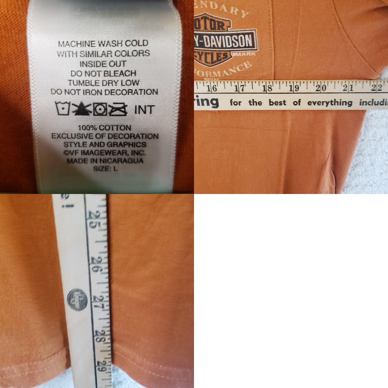 Harley Davidson Harley-Davidson Texas Longhorn Skull Grand Prairie Orange Shirt Men's L Size US L / EU 52-54 / 3 - 9 Thumbnail