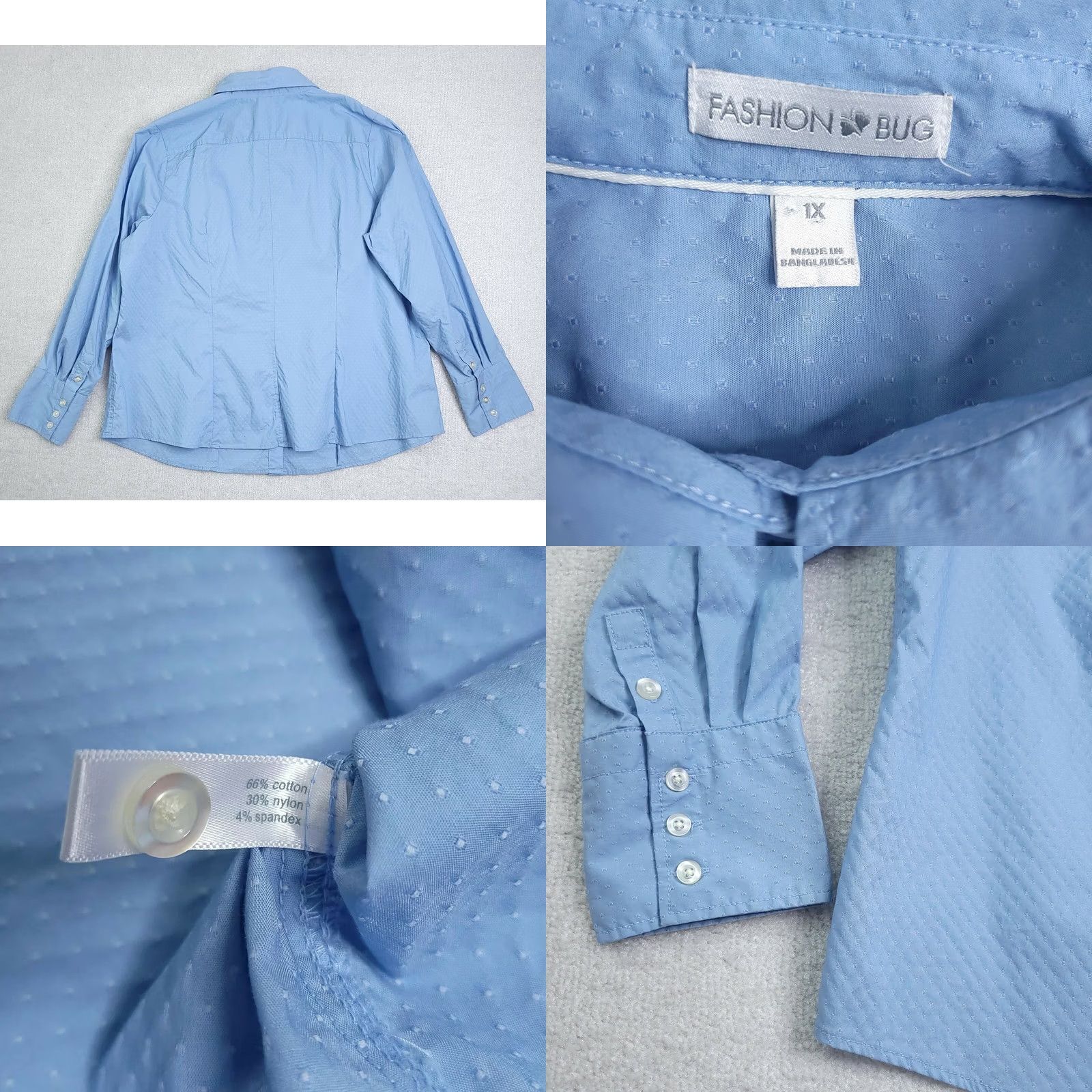 Vintage VINTAGE Fashion Bug Button Up Shirt Women's 1X Blue Pleated Long Sleeve Blouse Size XL / US 12-14 / IT 48-50 - 8 Thumbnail