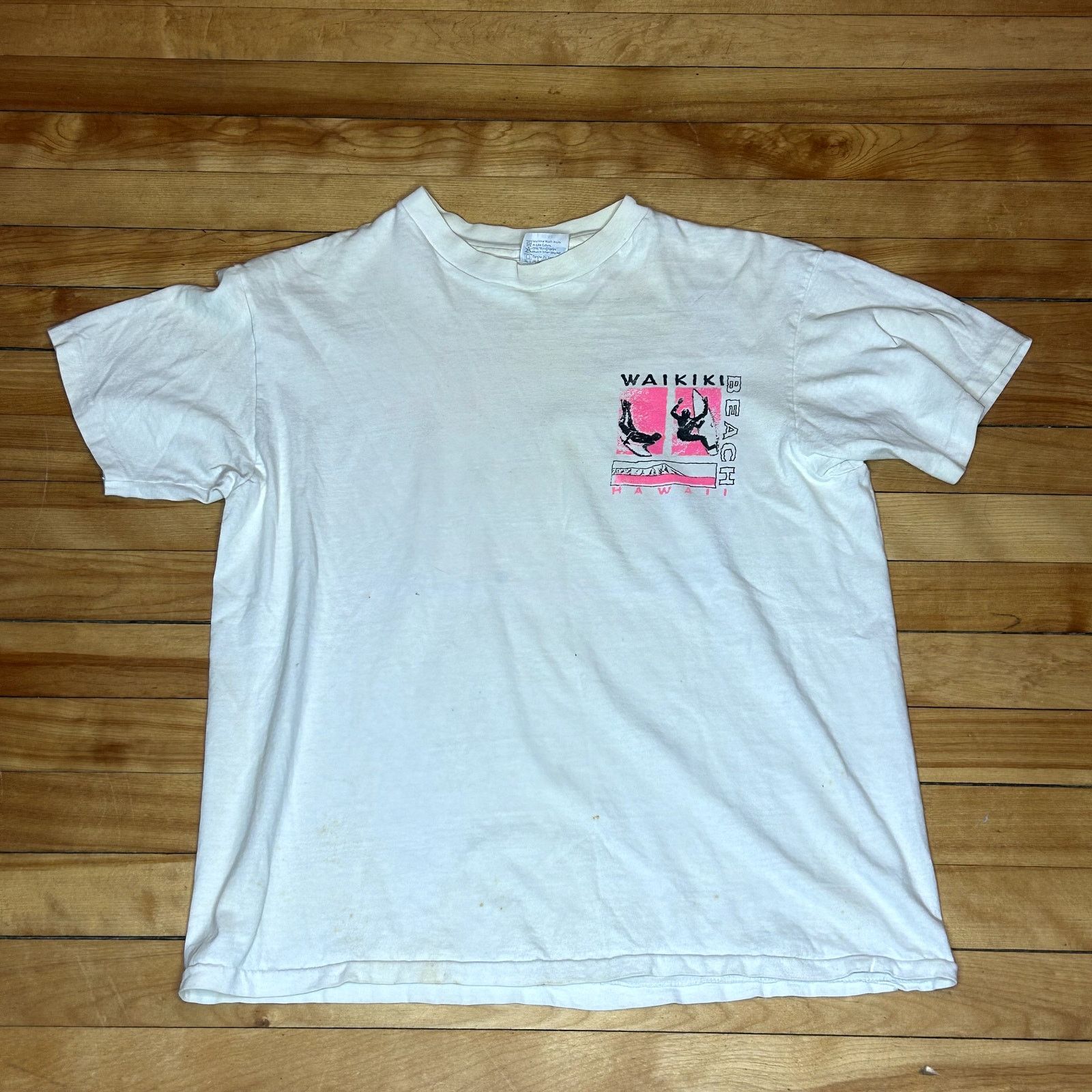 Hanes Vintage 90s Waikiki Faded White Surfing Shirt Large Size US L / EU 52-54 / 3 - 6 Thumbnail