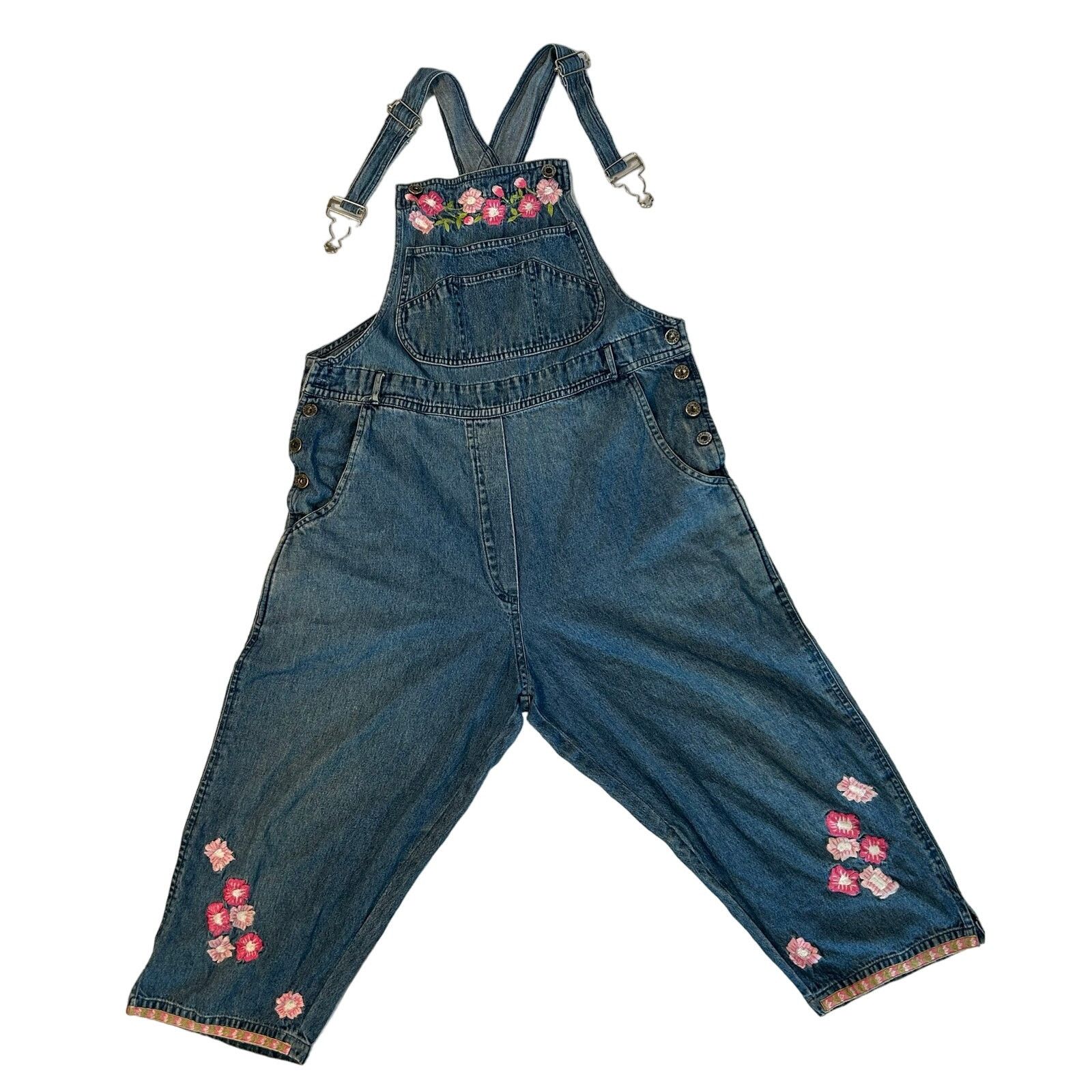 Other Agapo Denim Pink Flower Overalls Size S 100% Cotton Size S / US 4 / IT 40 - 1 Thumbnail
