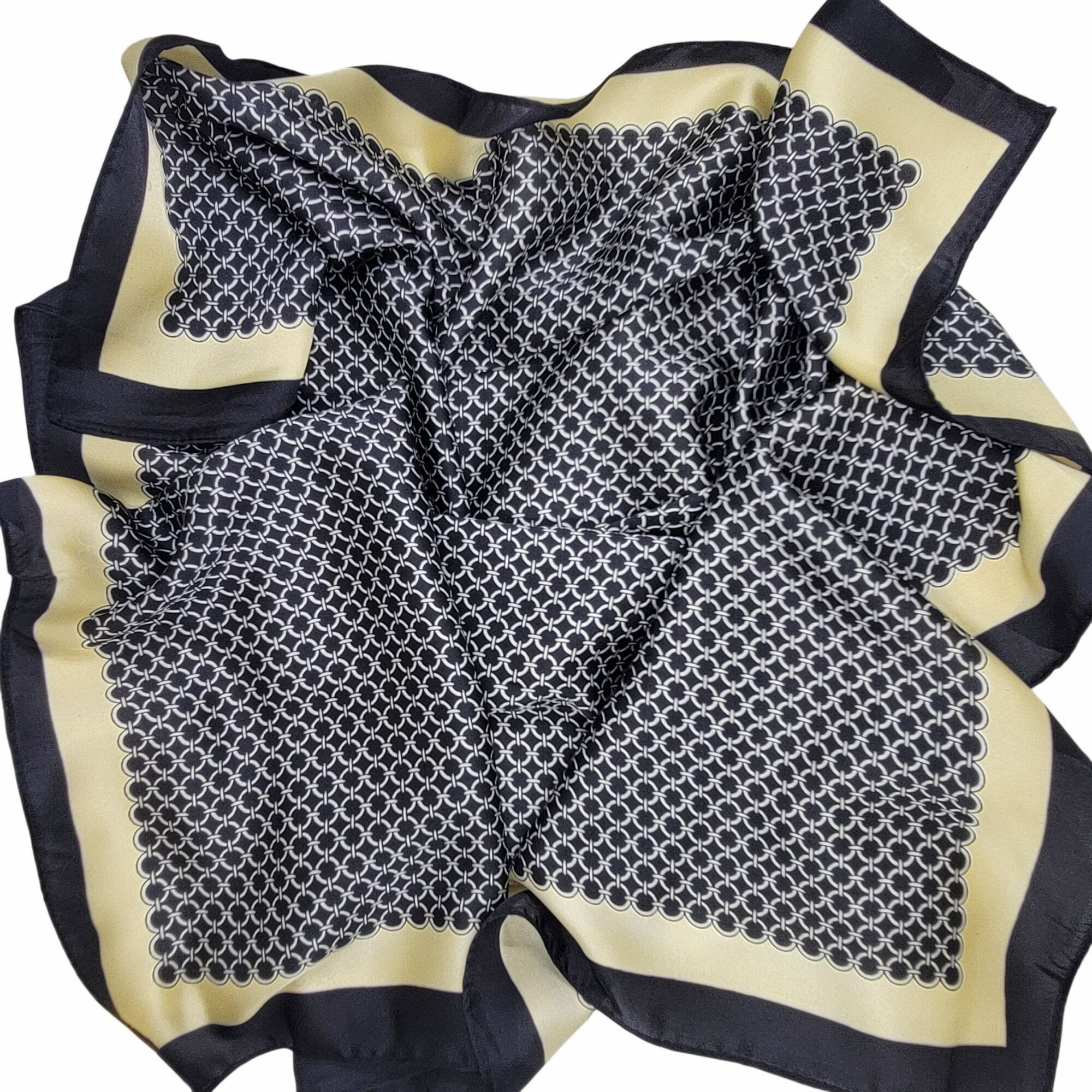 Other New Bandana Square Scarf Black and beige Elegant Classic hij Size ONE SIZE - 5 Thumbnail