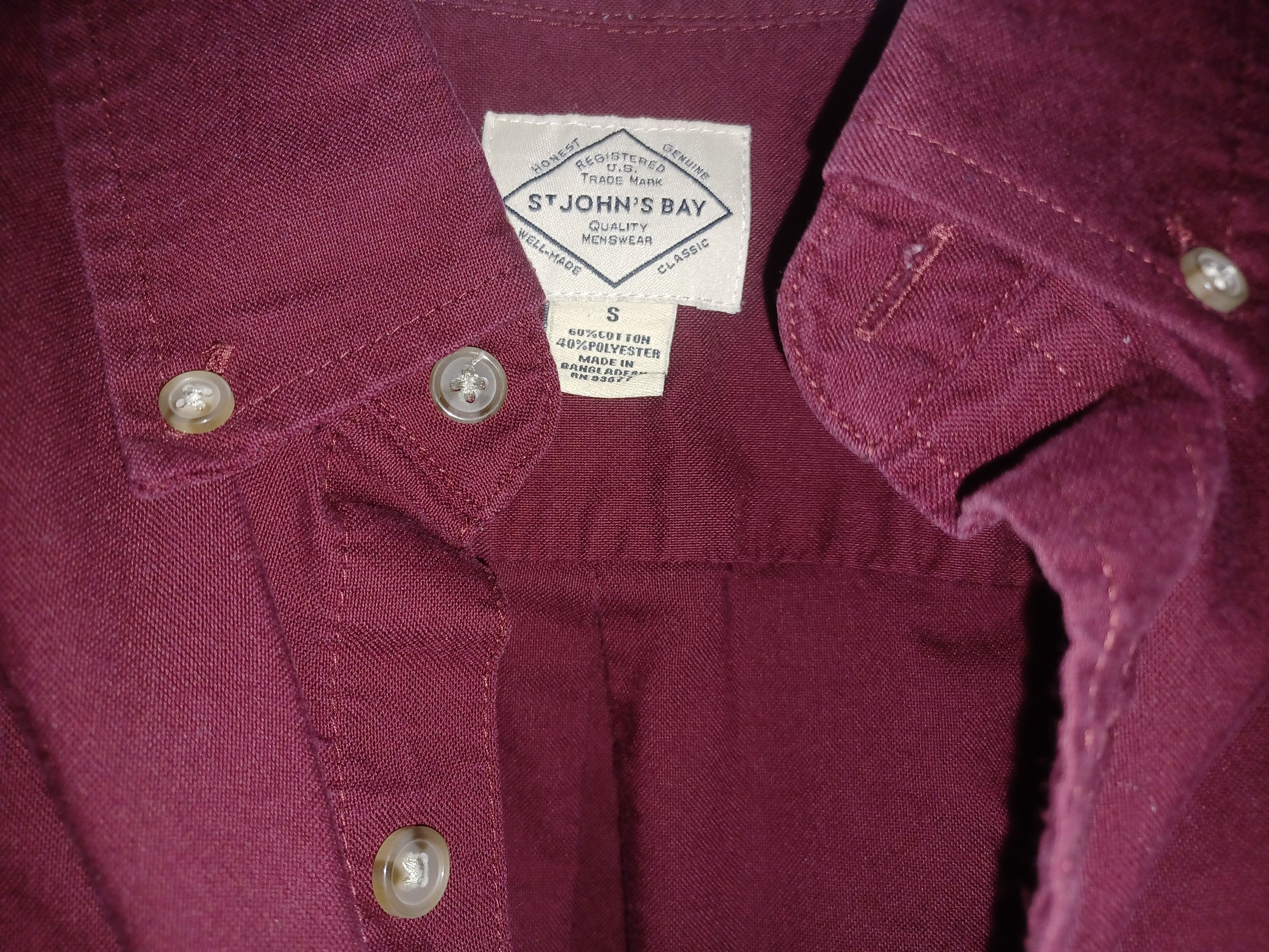 St. Johns Bay St. John's Bay Men's Button-Up Dress Shirt Small Maroon Size US S / EU 44-46 / 1 - 3 Thumbnail