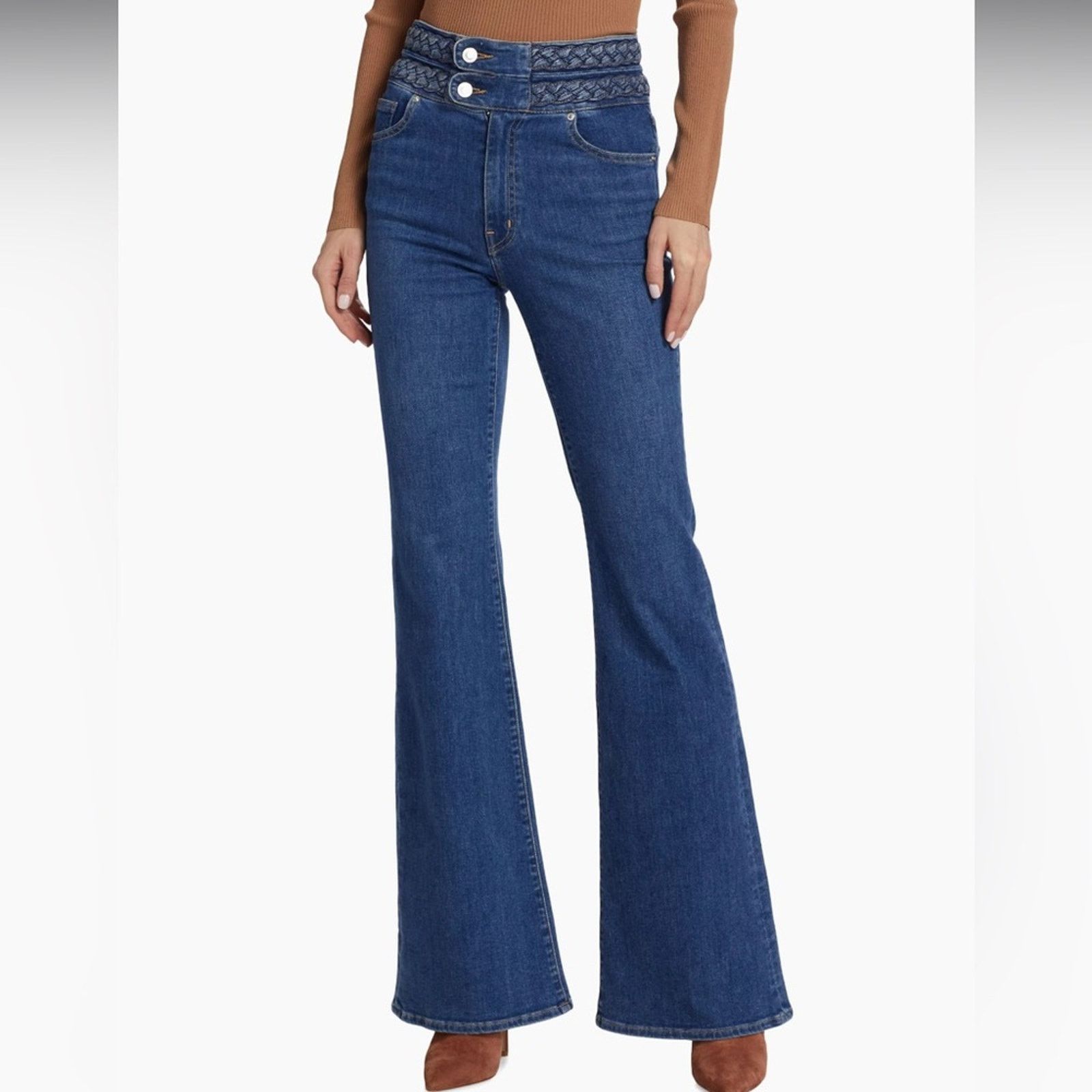 Derek Lam 10 Crosby Derek Lam | Harlow Braided High Rise Flare Jean Size 32" / US 10 / IT 46 - 1 Thumbnail