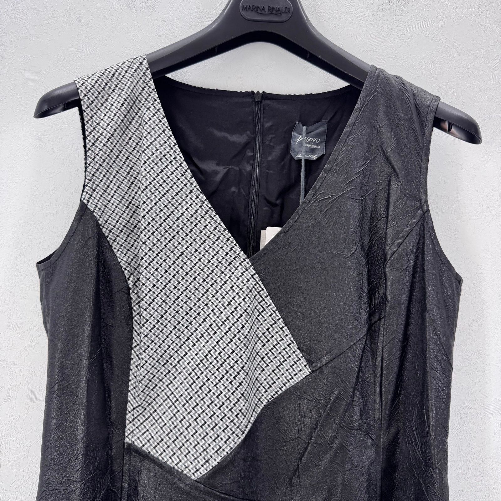 Marina Rinaldi Marina Rinaldi Mixed Media Colorblock Faux Leather Dress 8 Size M / US 6-8 / IT 42-44 - 3 Thumbnail