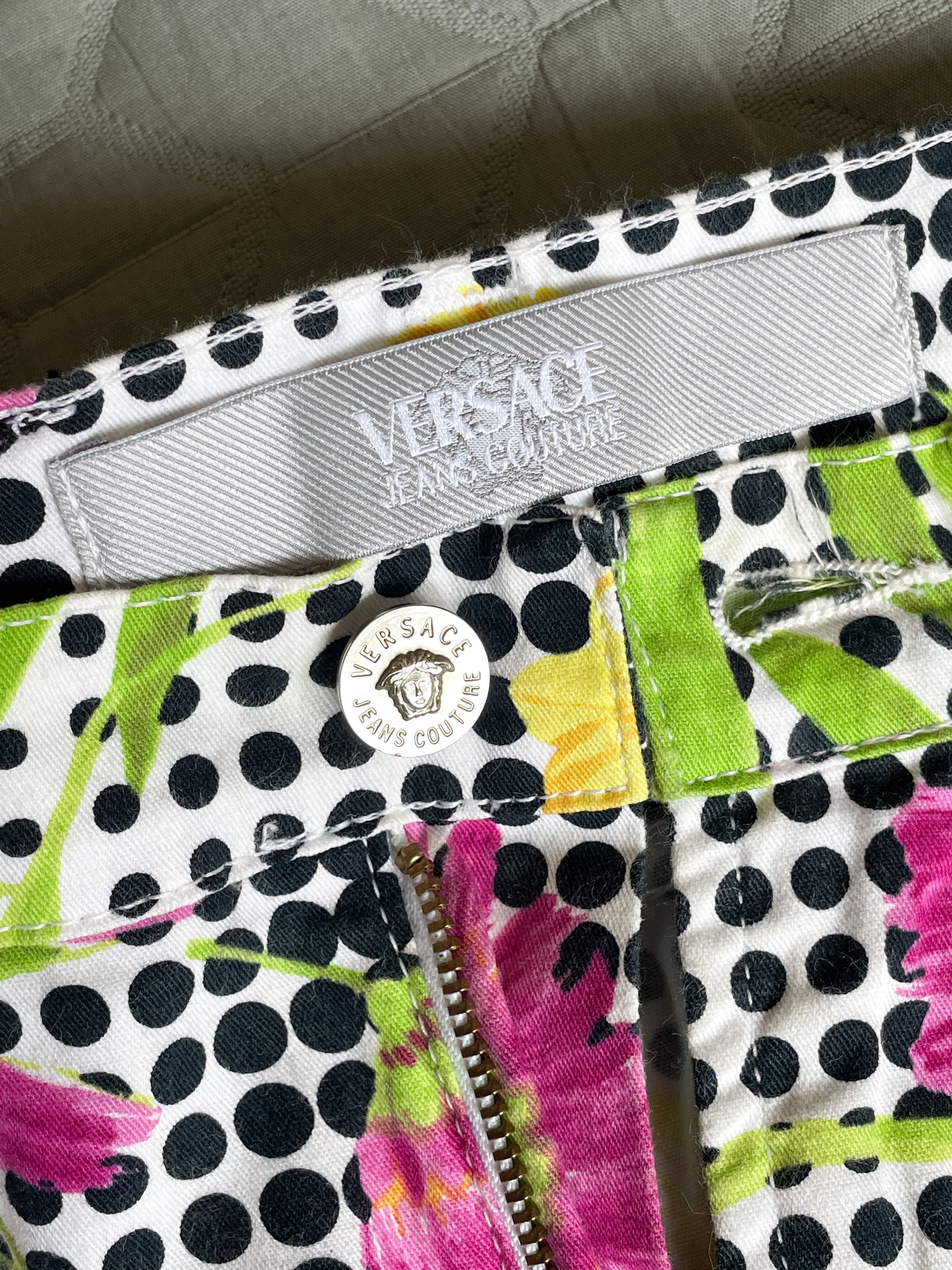Versace dot grid floral pants Size 24" / US 00 / IT 34 - 7 Thumbnail